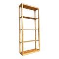 Burlwood and Cane Bookshelf Room Divider