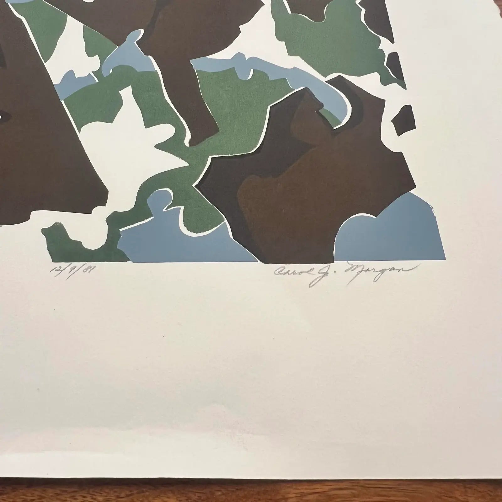 Carol Morgan Artists Proof 5/5 Original Print Blue Black Green