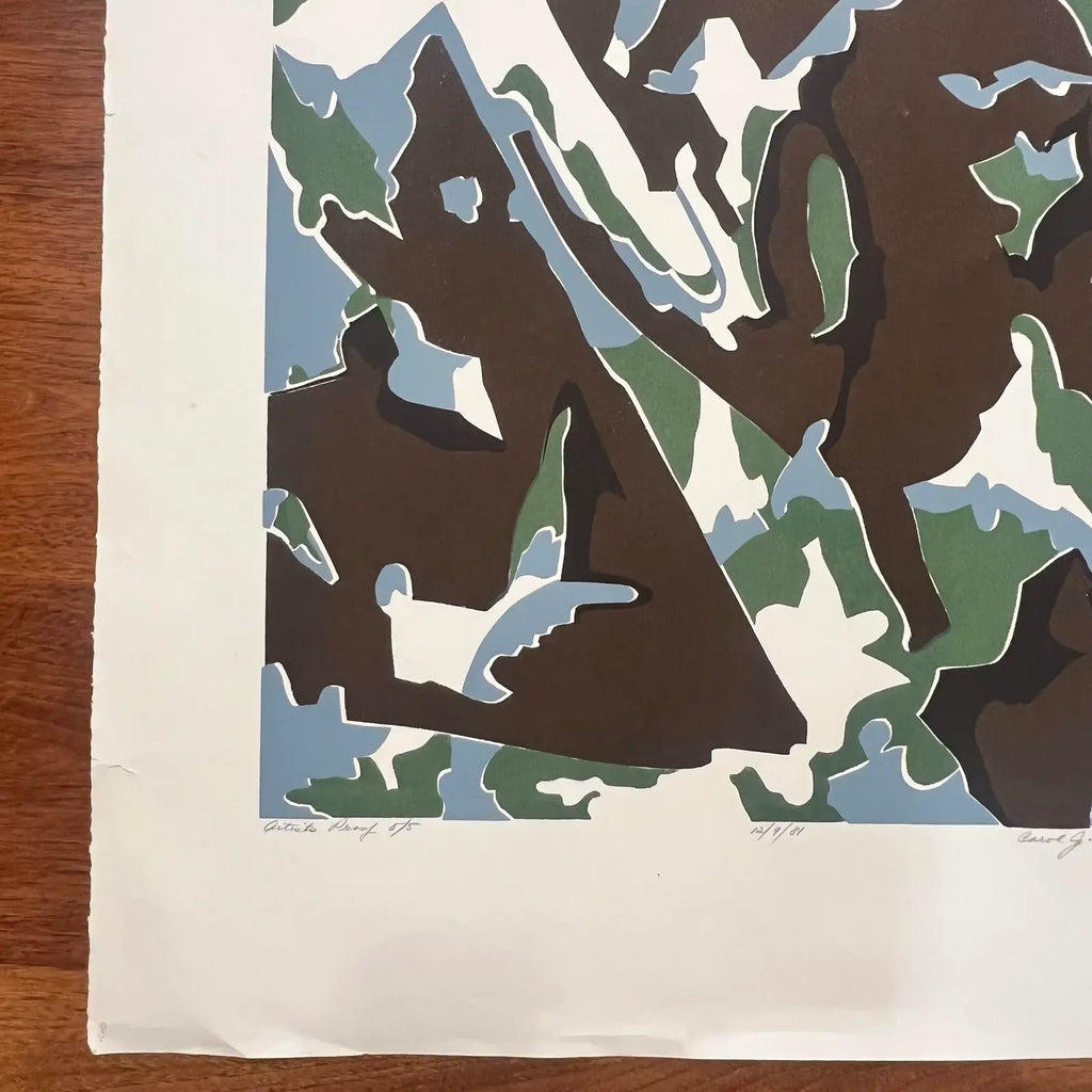 Carol Morgan Artists Proof 5/5 Original Print Blue Black Green