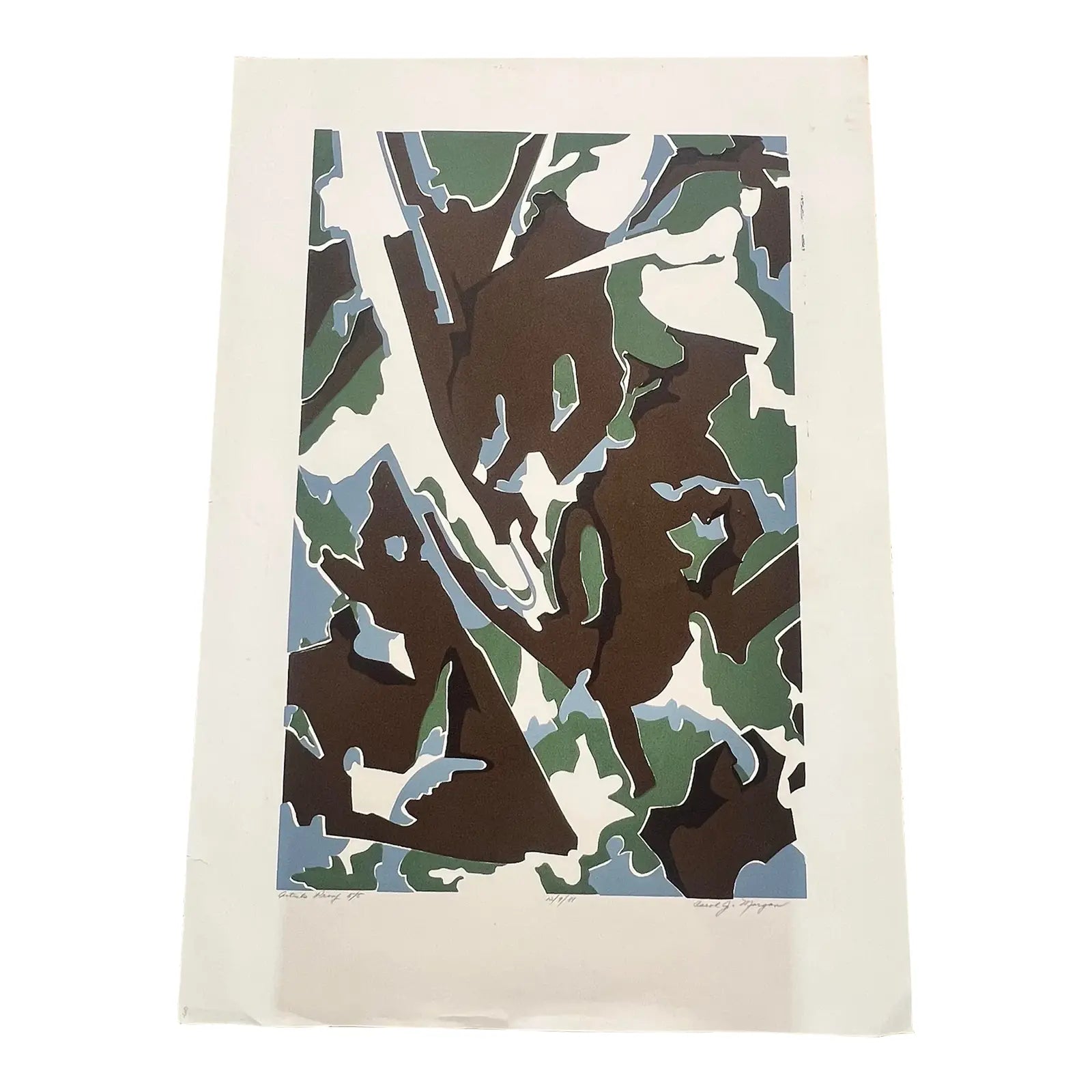 Carol Morgan Artists Proof 5/5 Original Print Blue Black Green