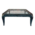 Casa Bique Tessellated Marble Glass and Brass Coffee Table Maitland Smith Style