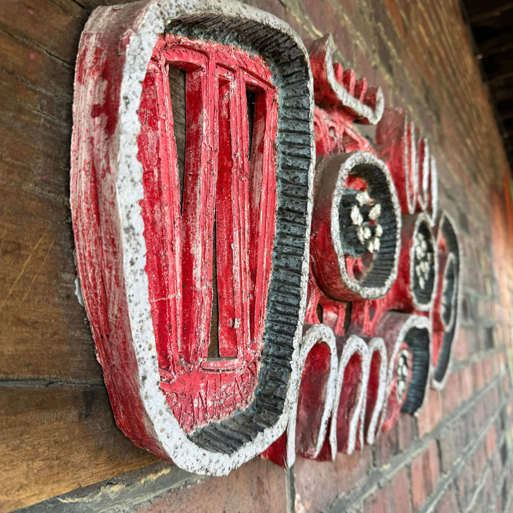 Ceramic Abstract Sculpture Mounted on Wood by Brain Heard Wall Art