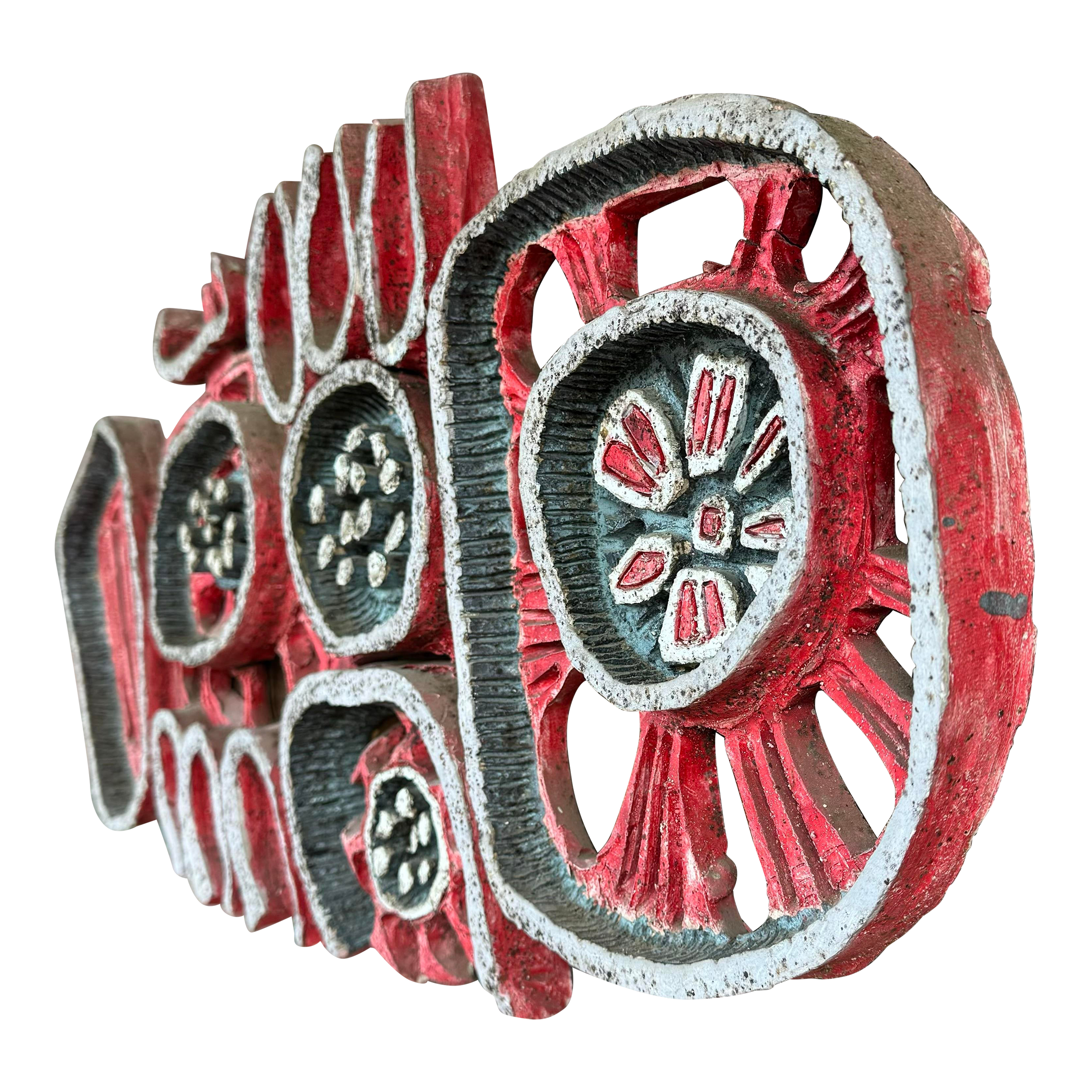 Ceramic Abstract Sculpture Mounted on Wood by Brain Heard Wall Art