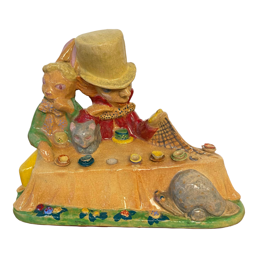 Ceramic Sculpture by Edris Eckhardt “Mad Hatter’s Tea Party” Alice in Wonderland