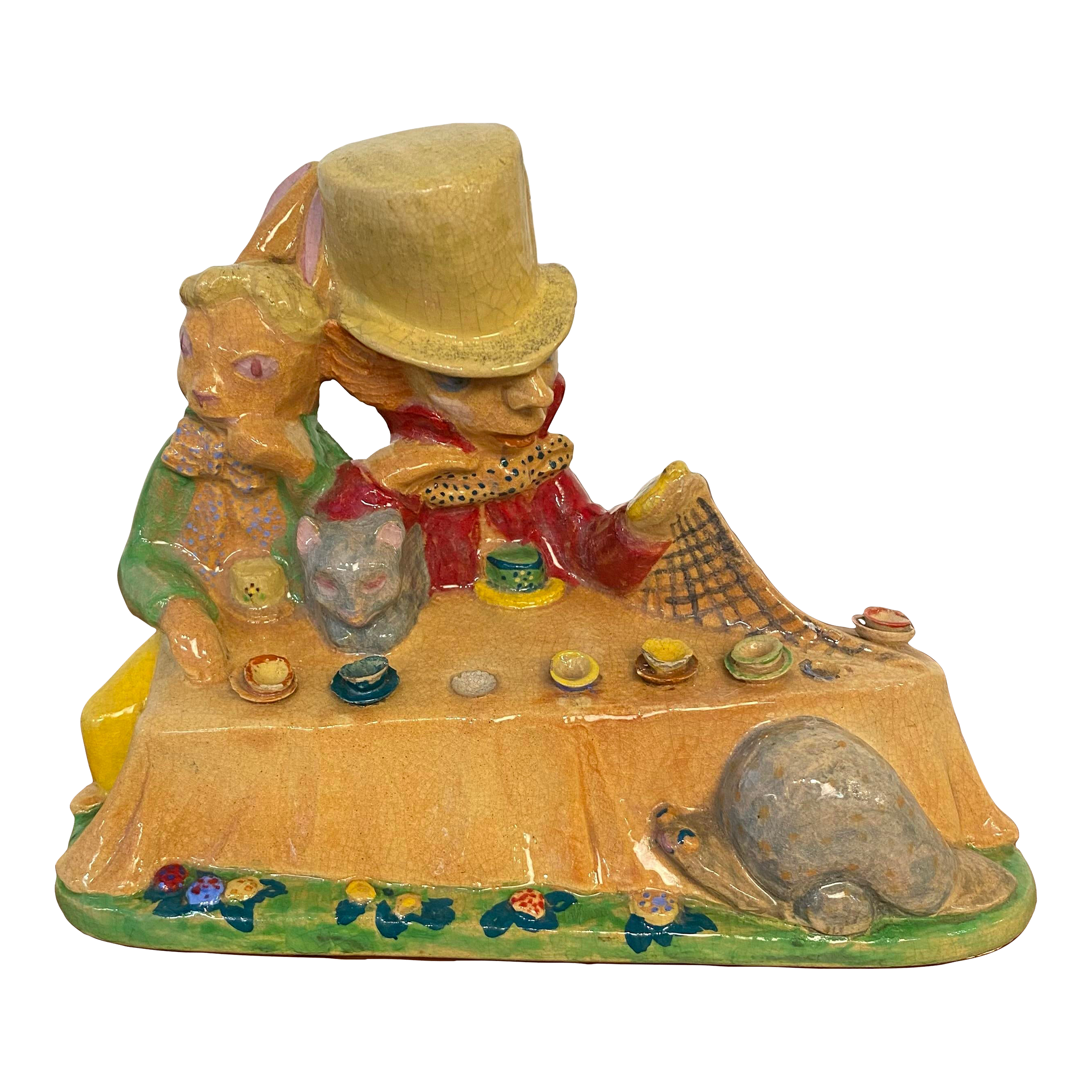 Ceramic Sculpture by Edris Eckhardt “Mad Hatter’s Tea Party” Alice in Wonderland