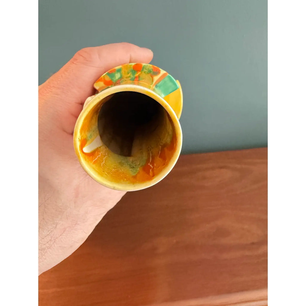 Clarice Cliff Bizarre Tube Vase, in Delicia Citrus Pattern, Printed Bizarre Marks Under