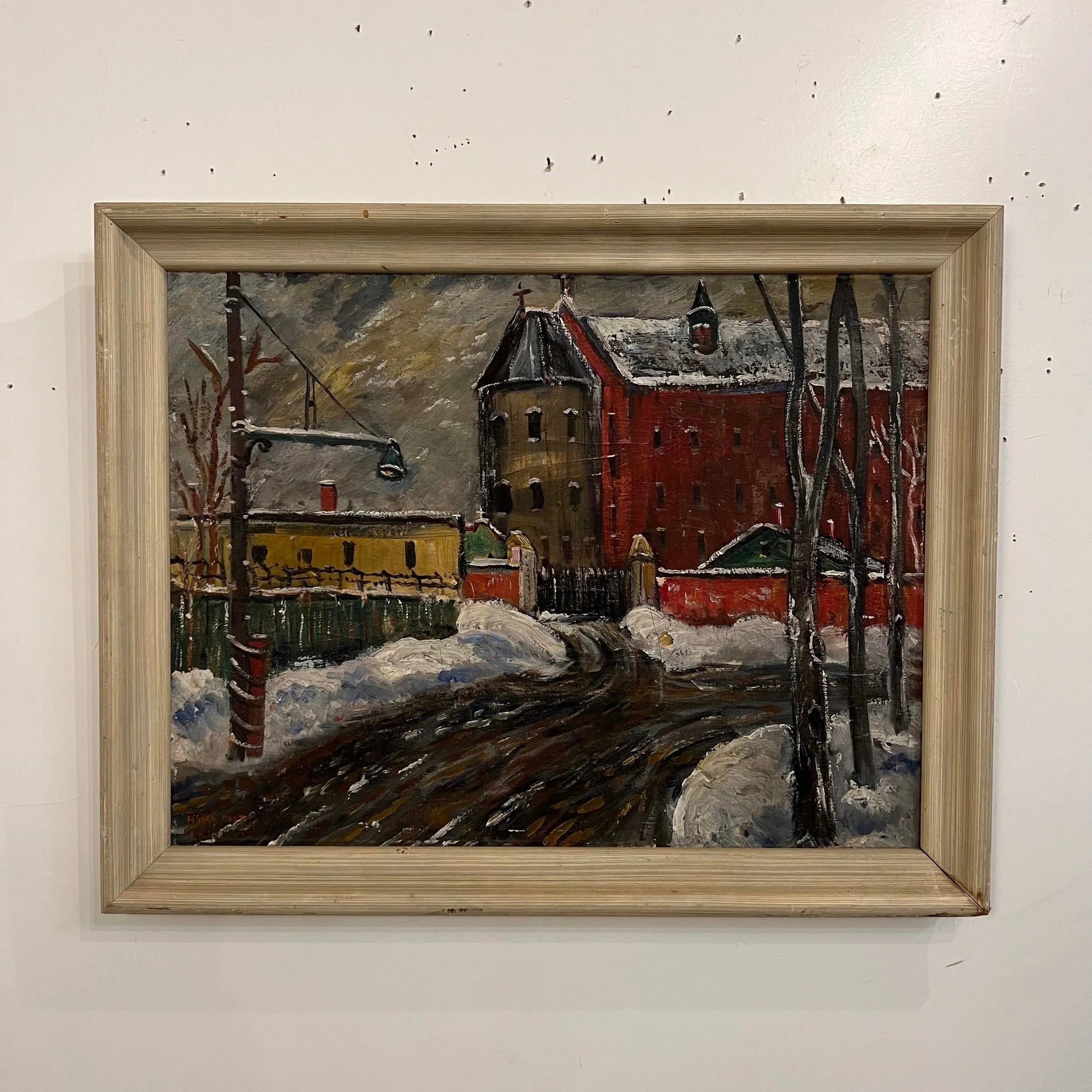 Cleveland Winter Cityscape Painting Signed Halt
