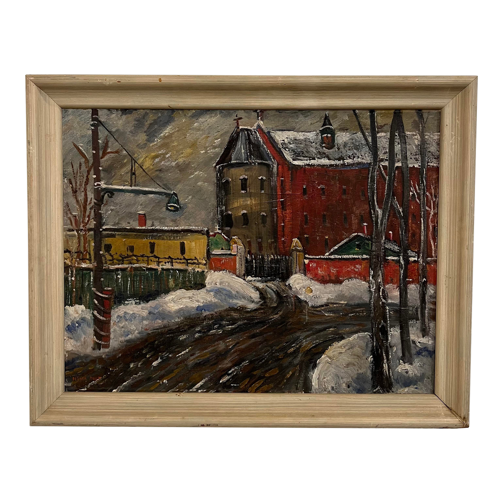 Cleveland Winter Cityscape Painting Signed Halt