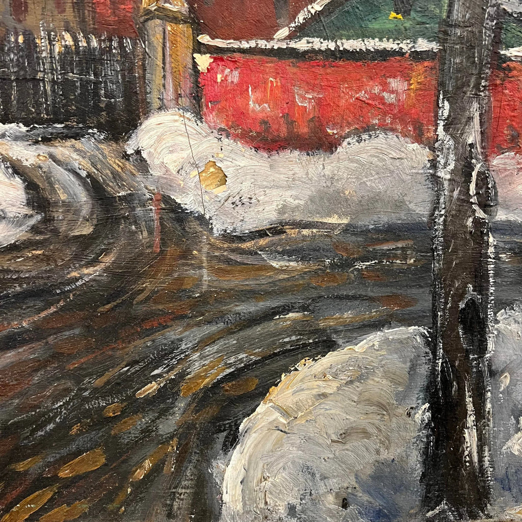 Cleveland Winter Cityscape Painting Signed Halt