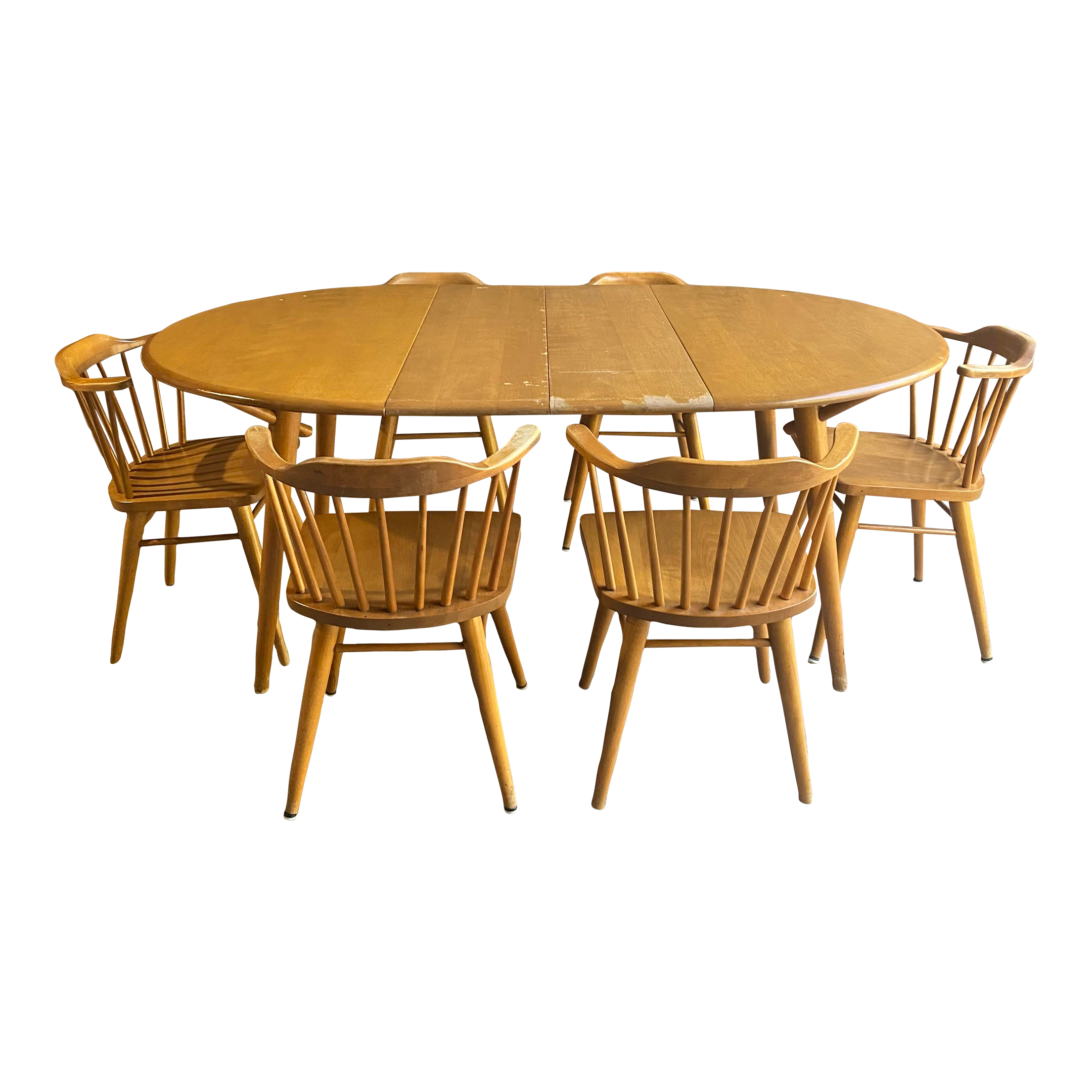 Conant Ball Round Dining Table With 6 Chairs 2 Leaves