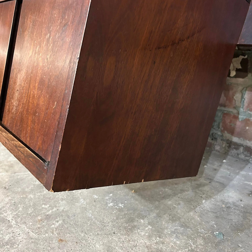 Craftsmen Queen Size Headboard With Floating Nightstands Walnut Curved