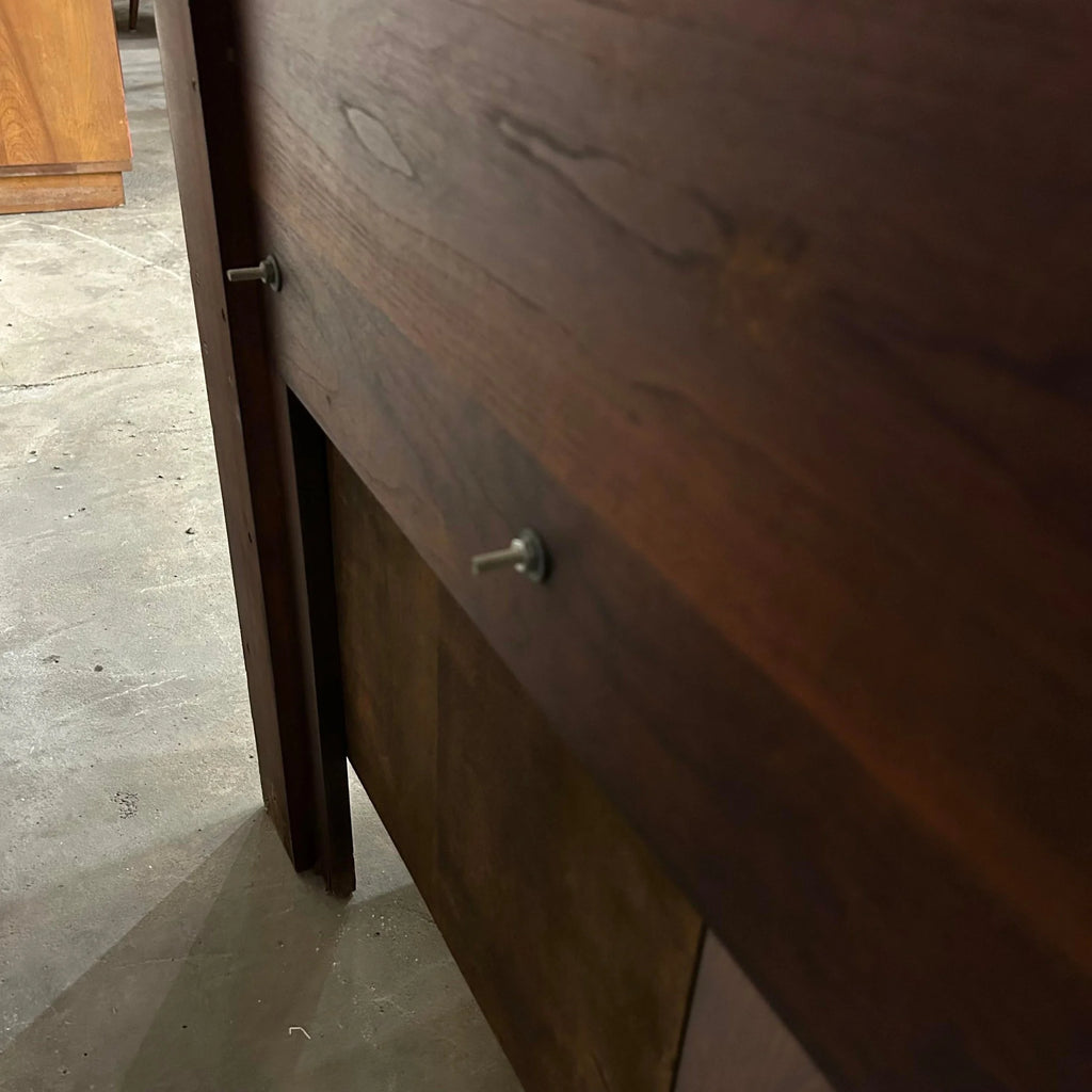 Craftsmen Queen Size Headboard With Floating Nightstands Walnut Curved
