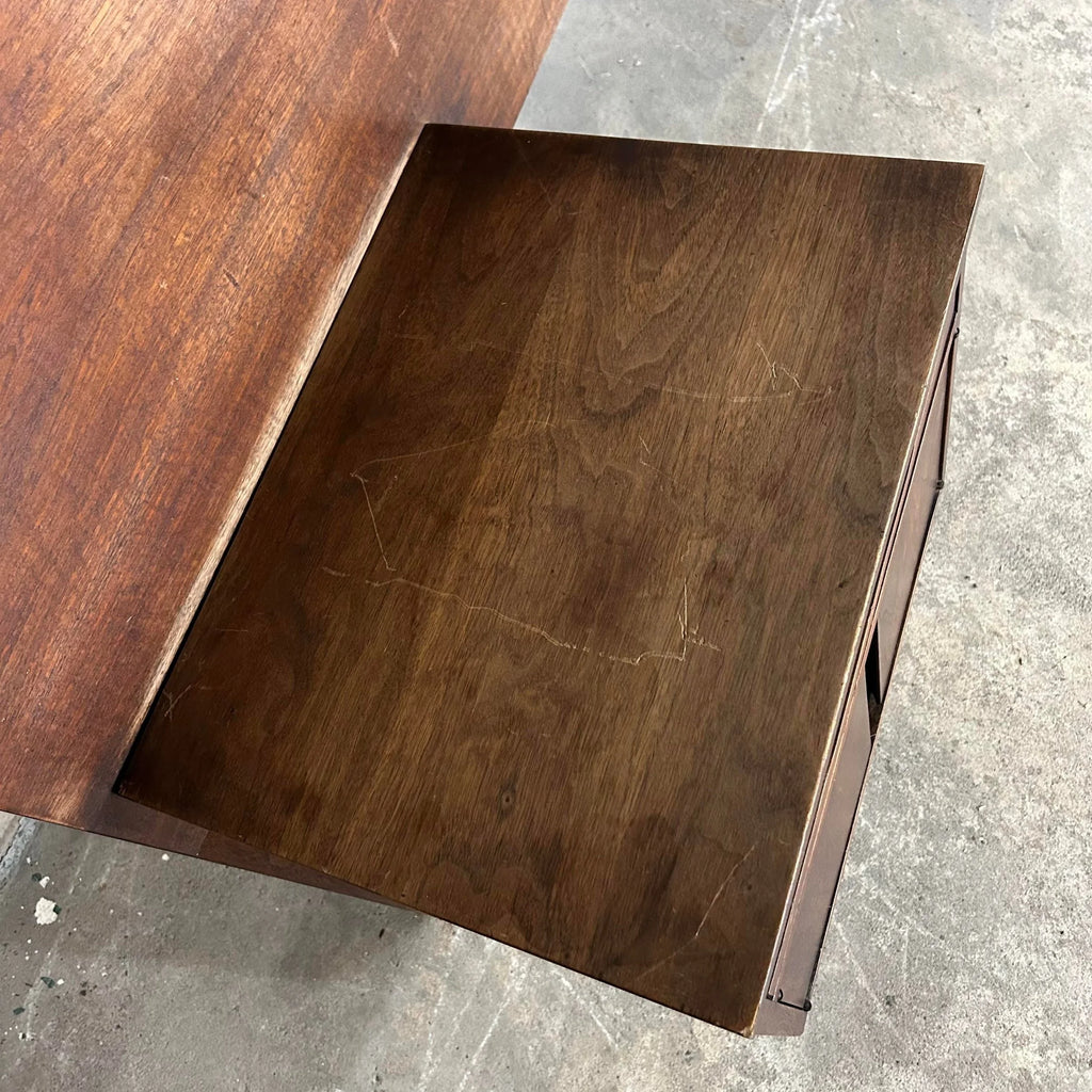 Craftsmen Queen Size Headboard With Floating Nightstands Walnut Curved