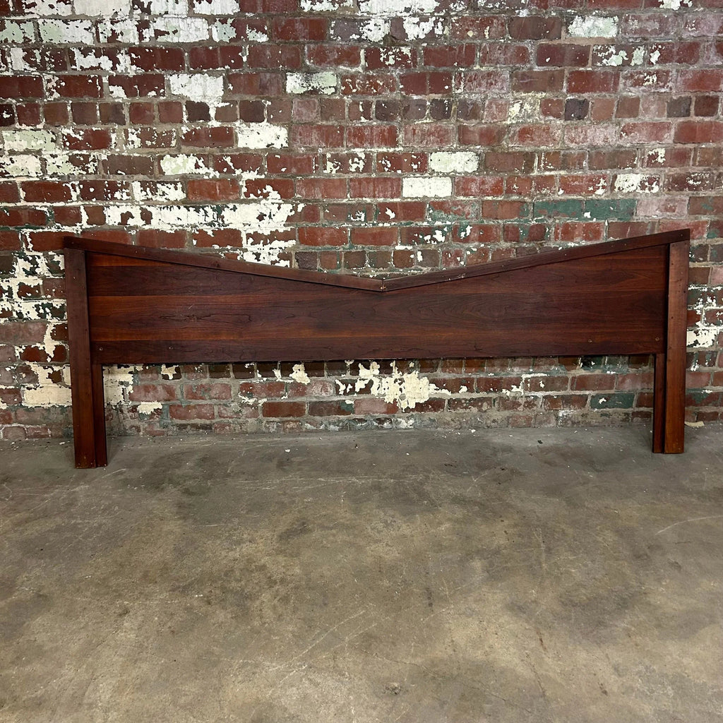 Craftsmen Queen Size Headboard With Floating Nightstands Walnut Curved