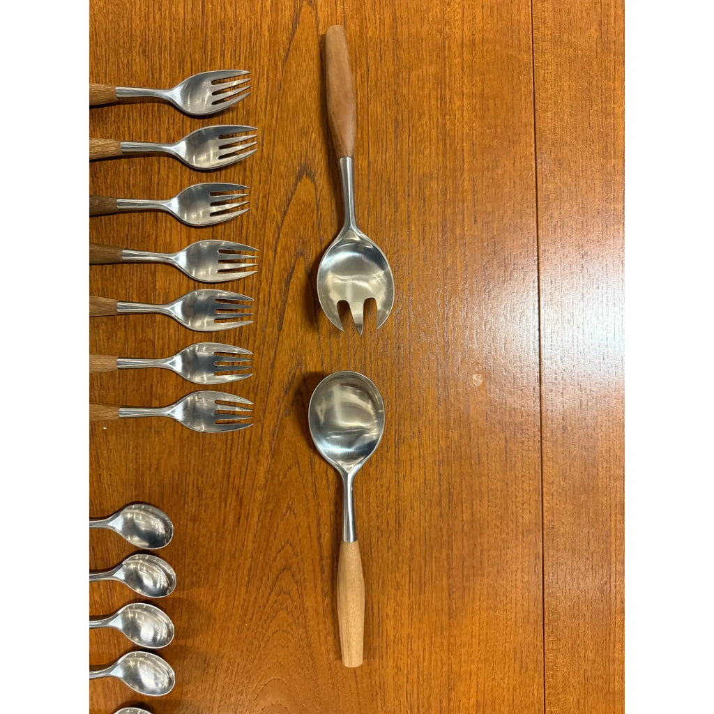 Dansk Wood Accent Flatware – Jens Quistgaard Design, 1970s – Teak & Stainless (52-Piece Set)