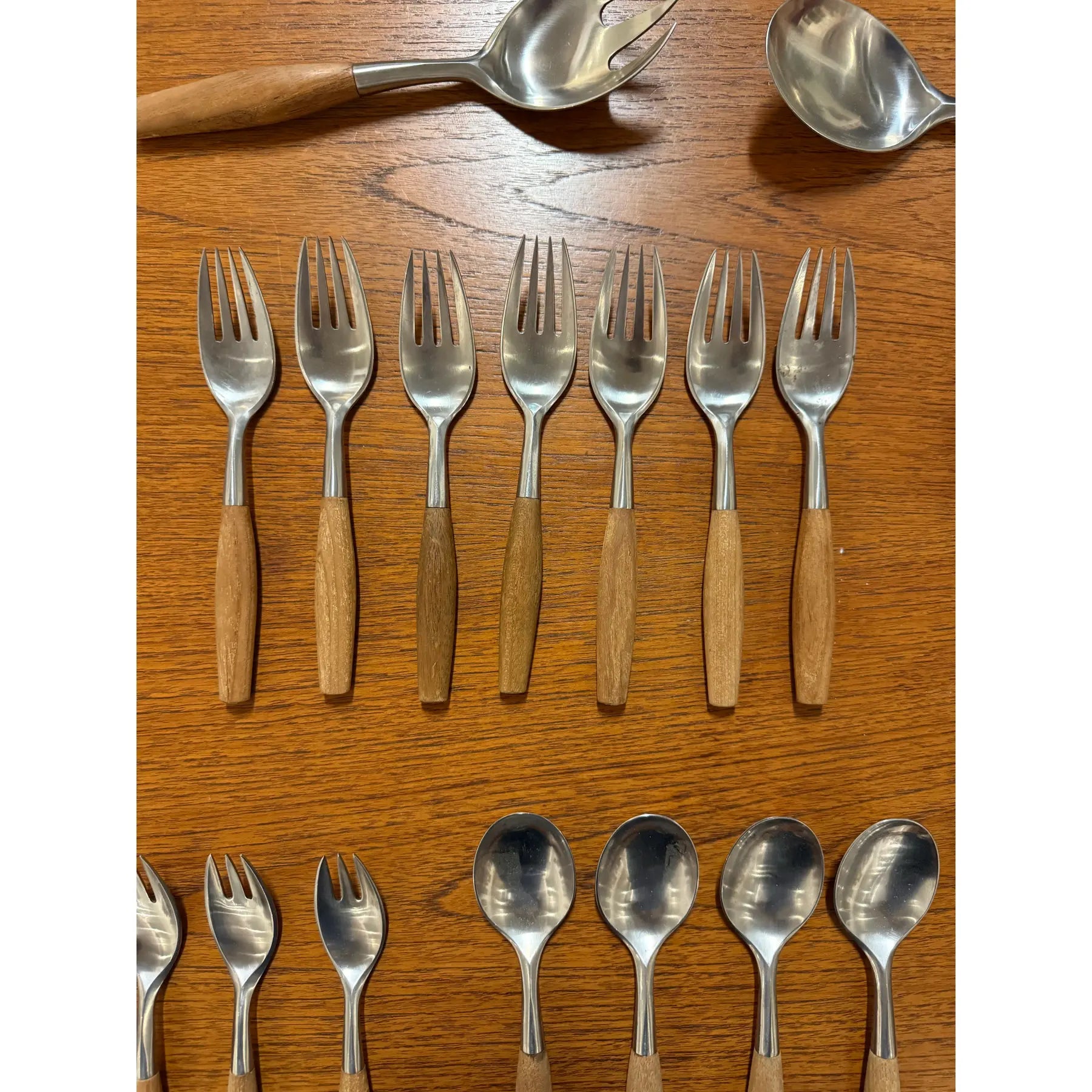 Dansk Wood Accent Flatware – Jens Quistgaard Design, 1970s – Teak & Stainless (52-Piece Set)