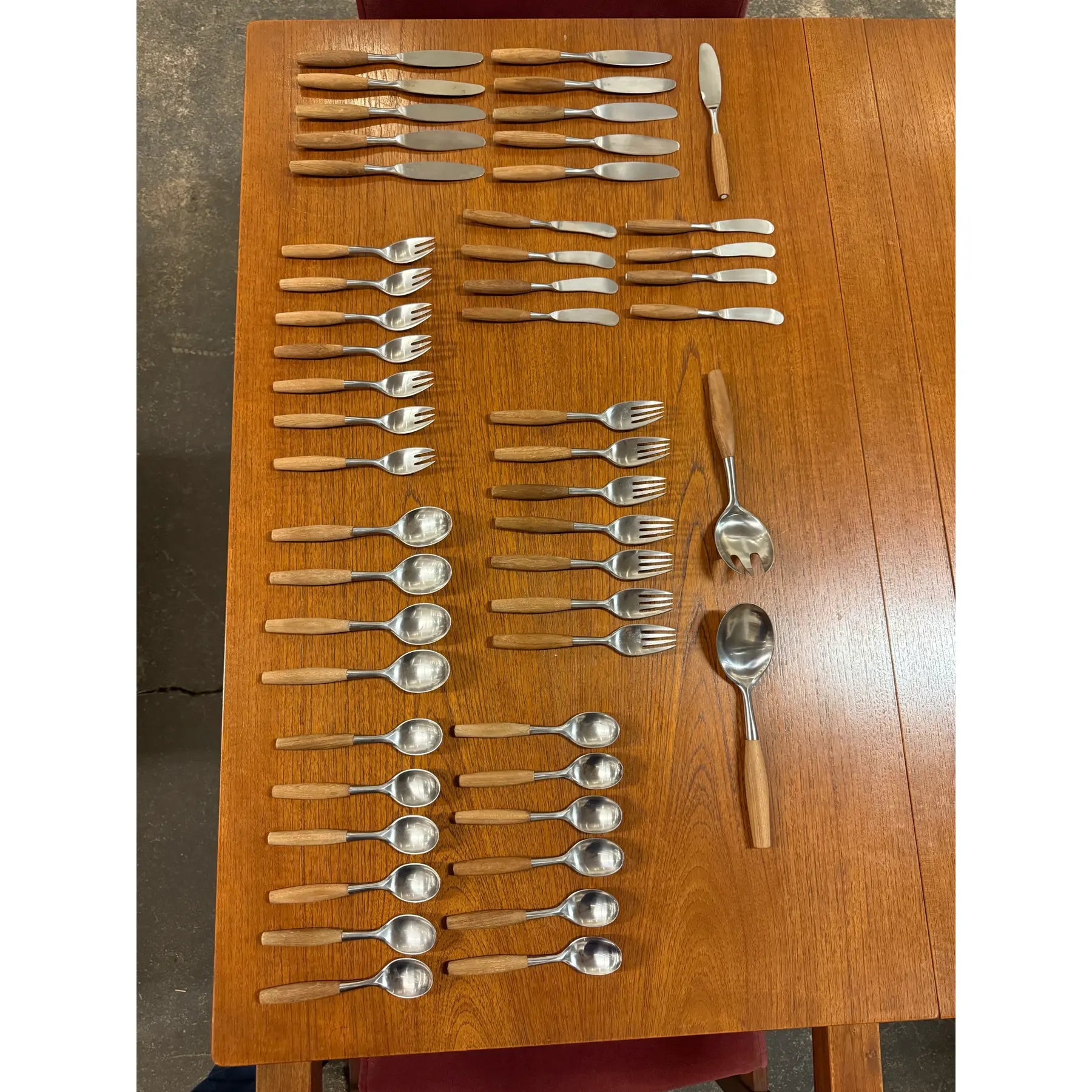 Dansk Wood Accent Flatware – Jens Quistgaard Design, 1970s – Teak & Stainless (52-Piece Set)