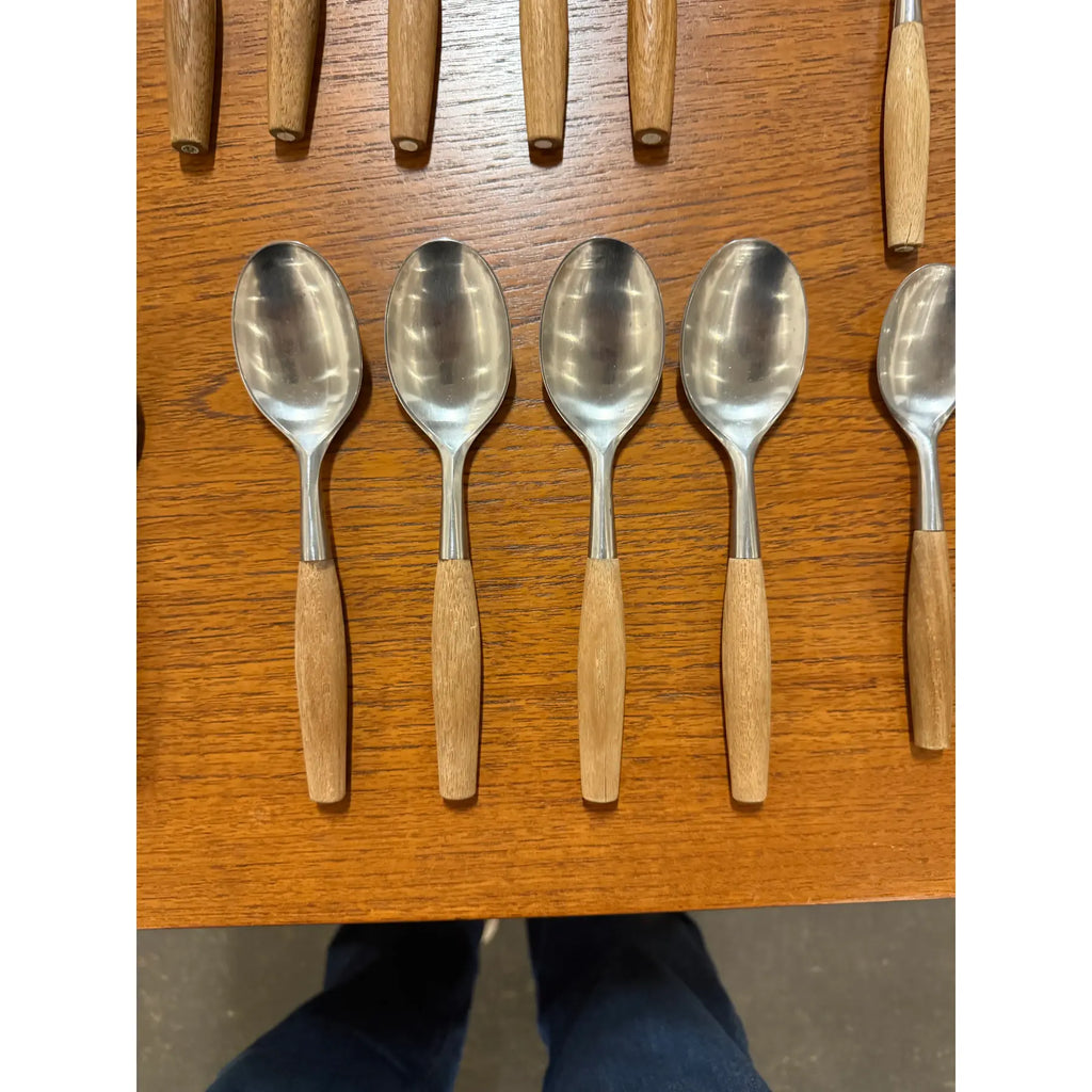 Dansk Wood Accent Flatware – Jens Quistgaard Design, 1970s – Teak & Stainless (52-Piece Set)
