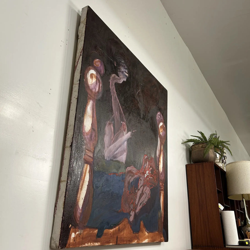 Dark and Moody Painting Bedroom Scene Purples Blue Red