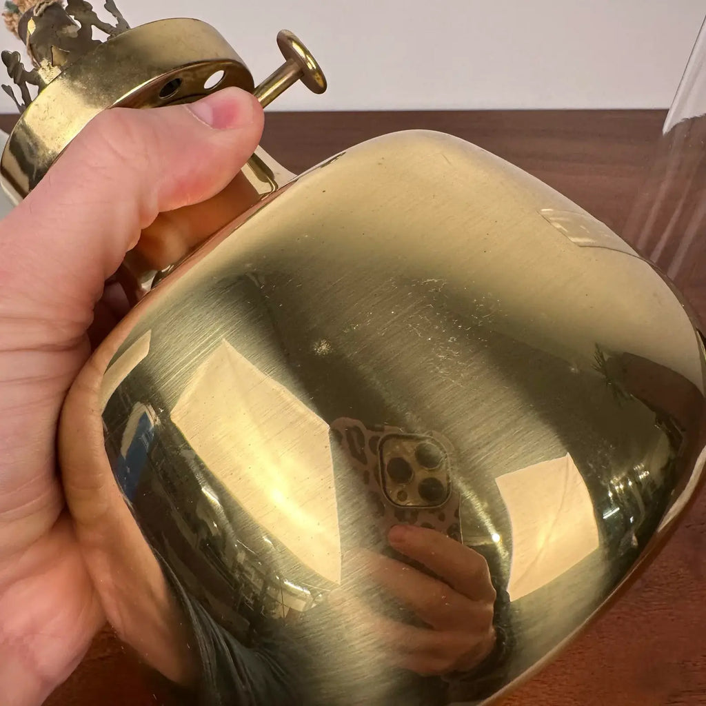 Drastic New Danish Louis Poulsen & Co. Petronella Oil Lamp by Henning Koppel Glass and Brass