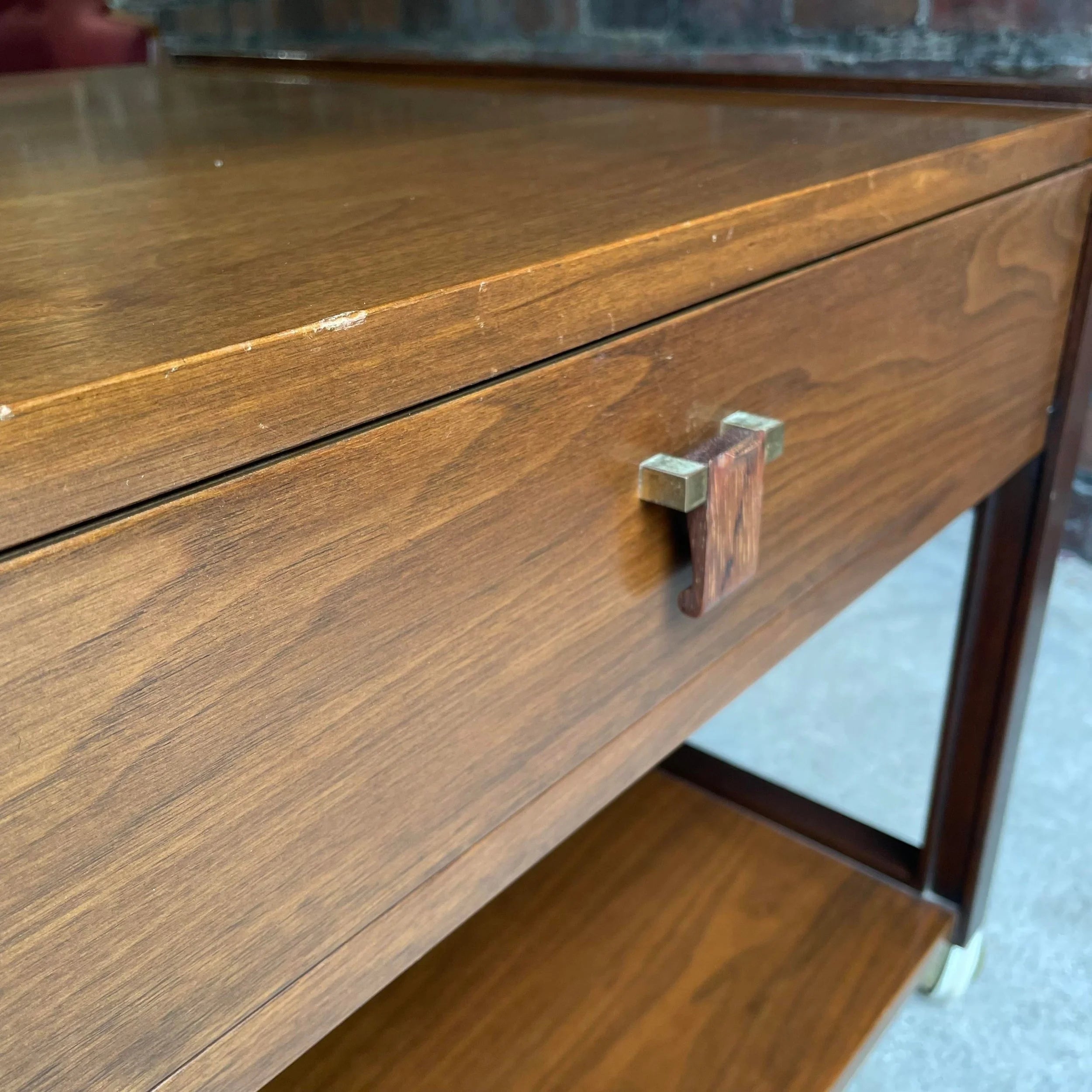 Dunbar End Table on Casters Side Table Rosewood Pull