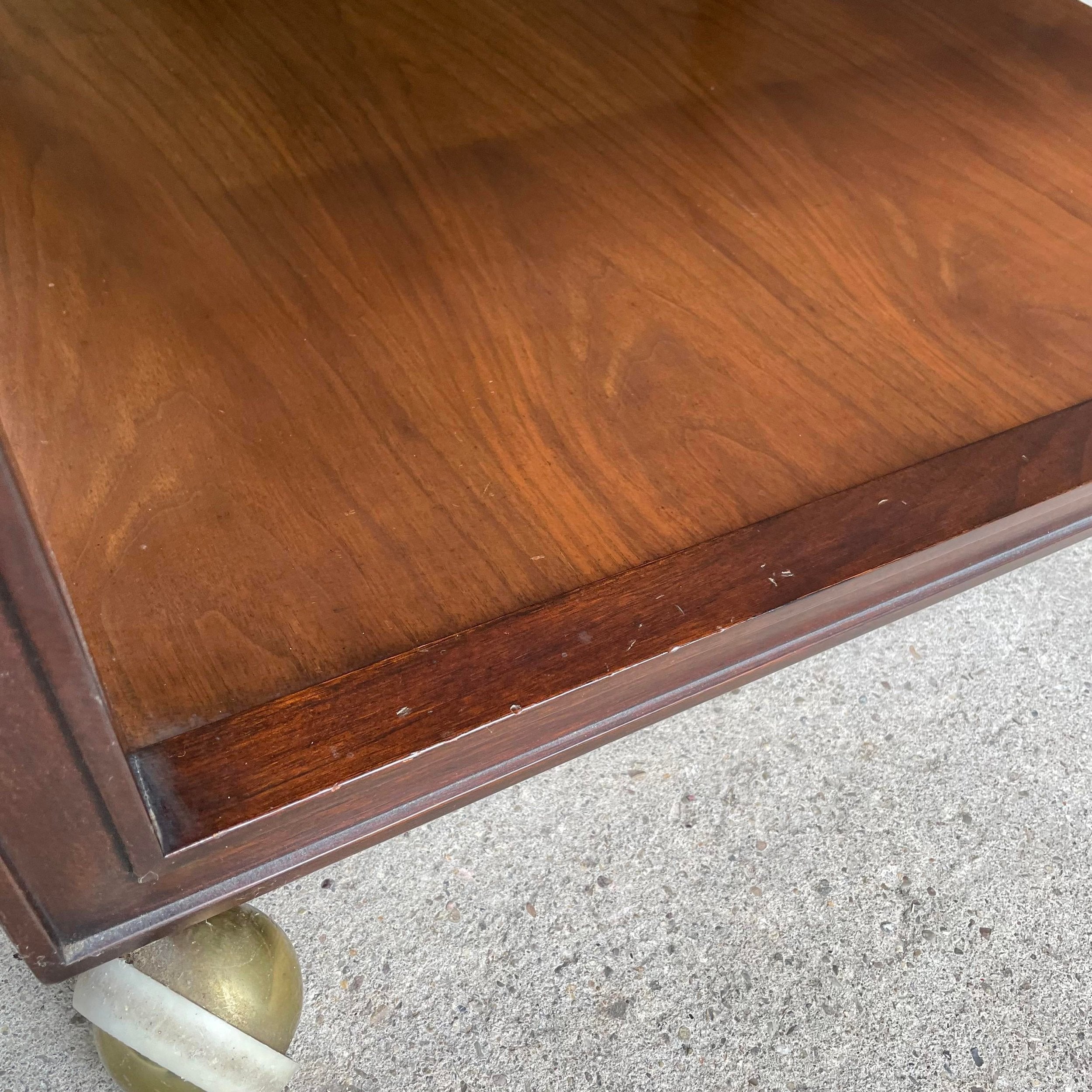 Dunbar End Table on Casters Side Table Rosewood Pull
