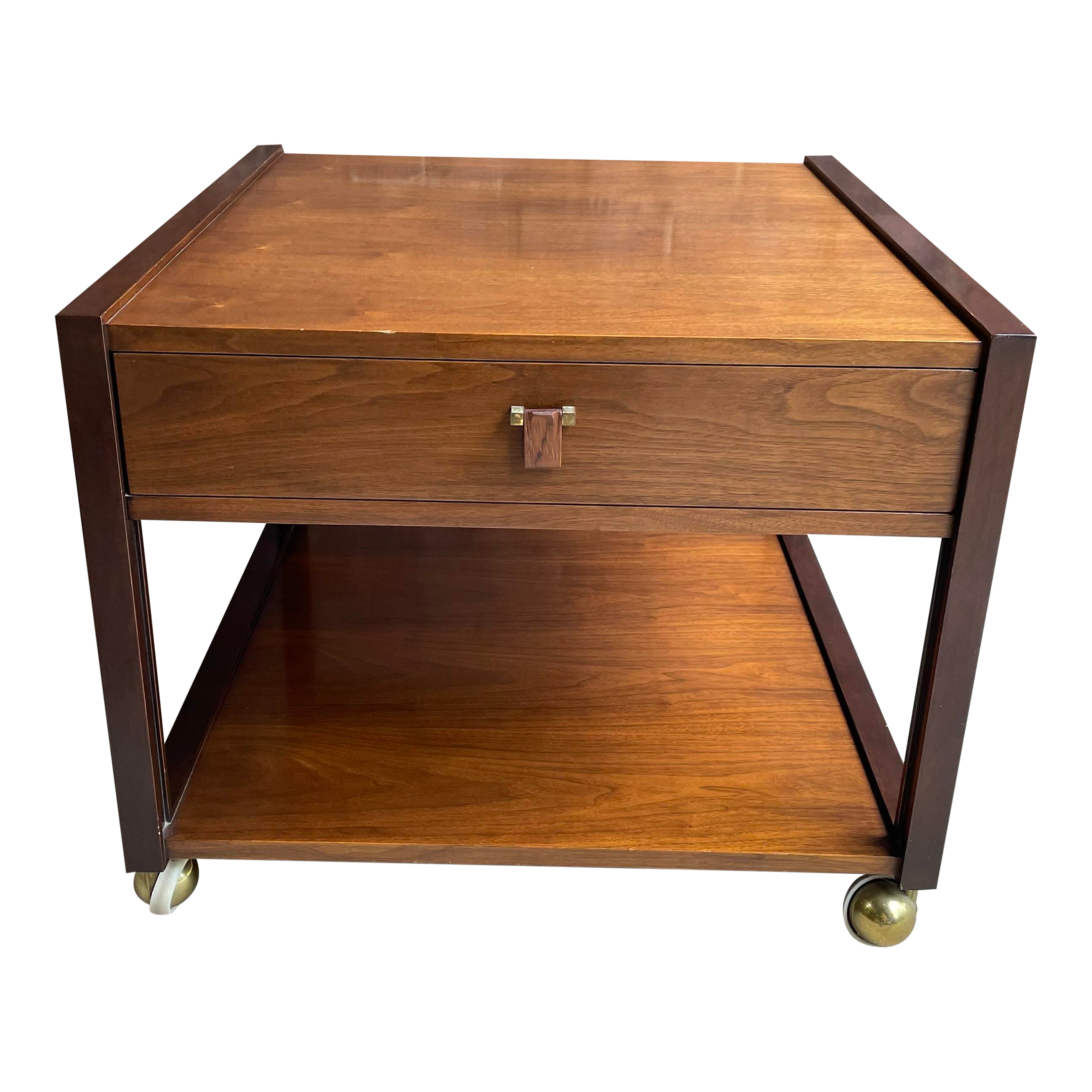 Dunbar End Table on Casters Side Table Rosewood Pull