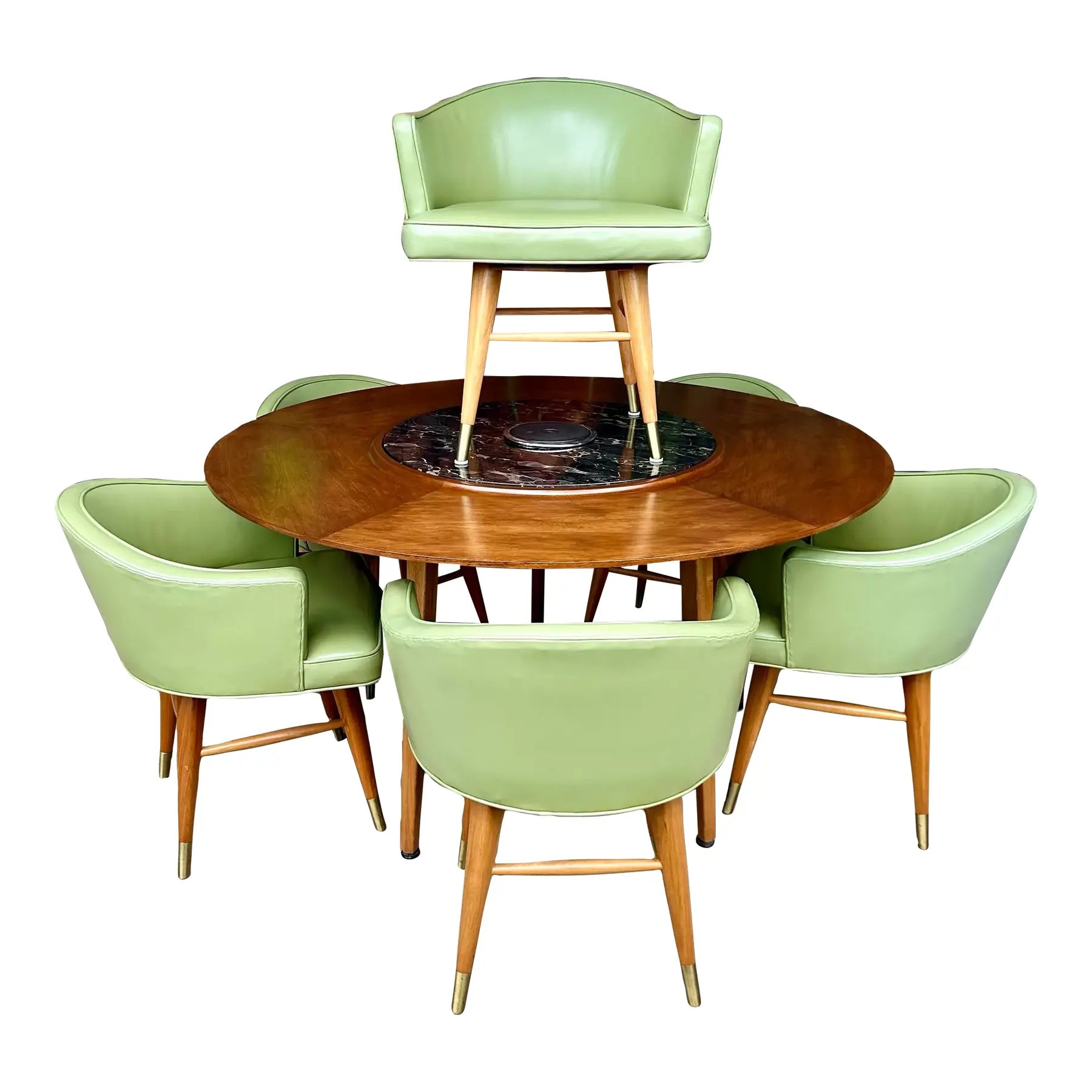 Edward Wormley for Dunbar Lazy Susan Dining Set With Heated Center and 6 Chairs