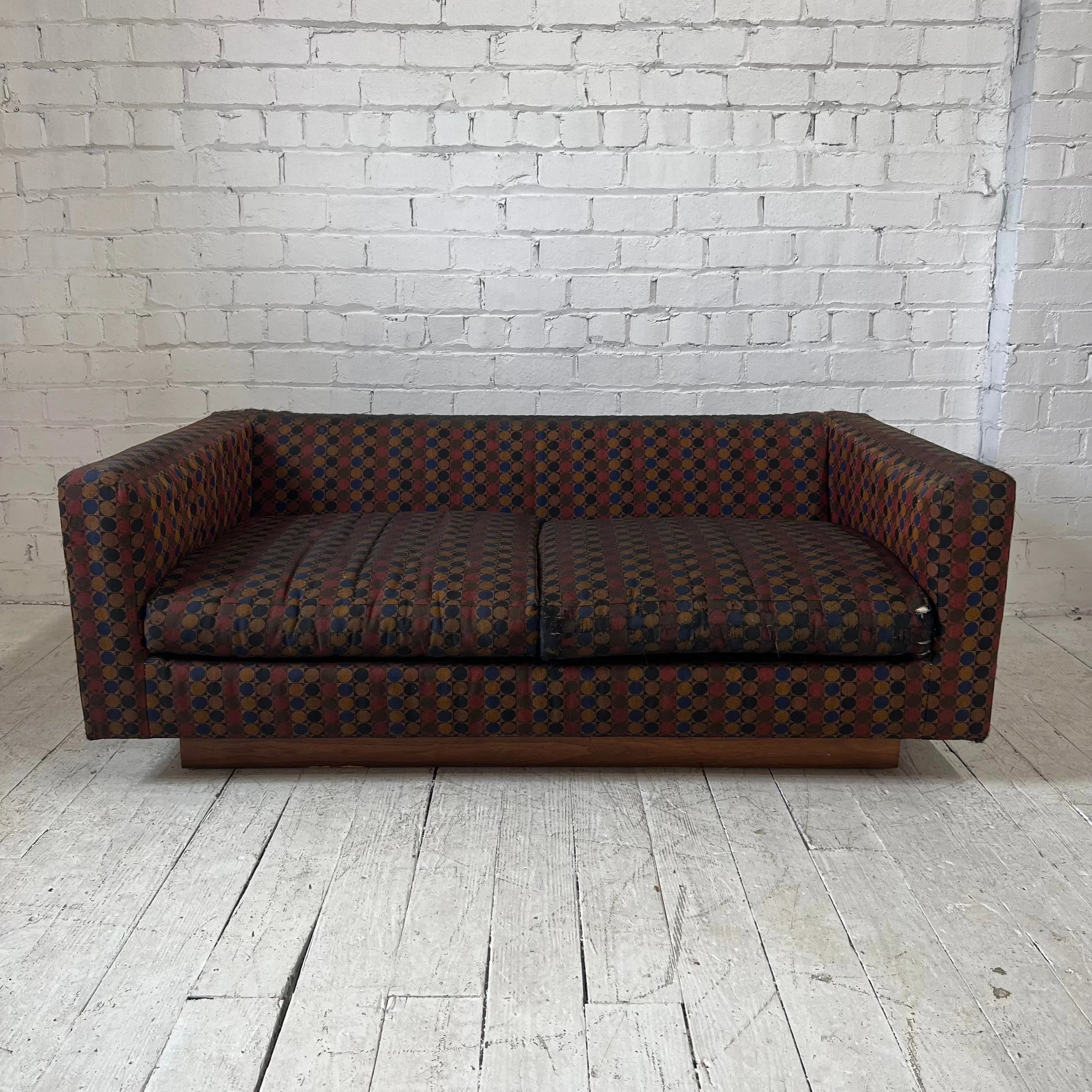 Edward Wormley for Dunbar Walnut Platform Sofa Loveseat