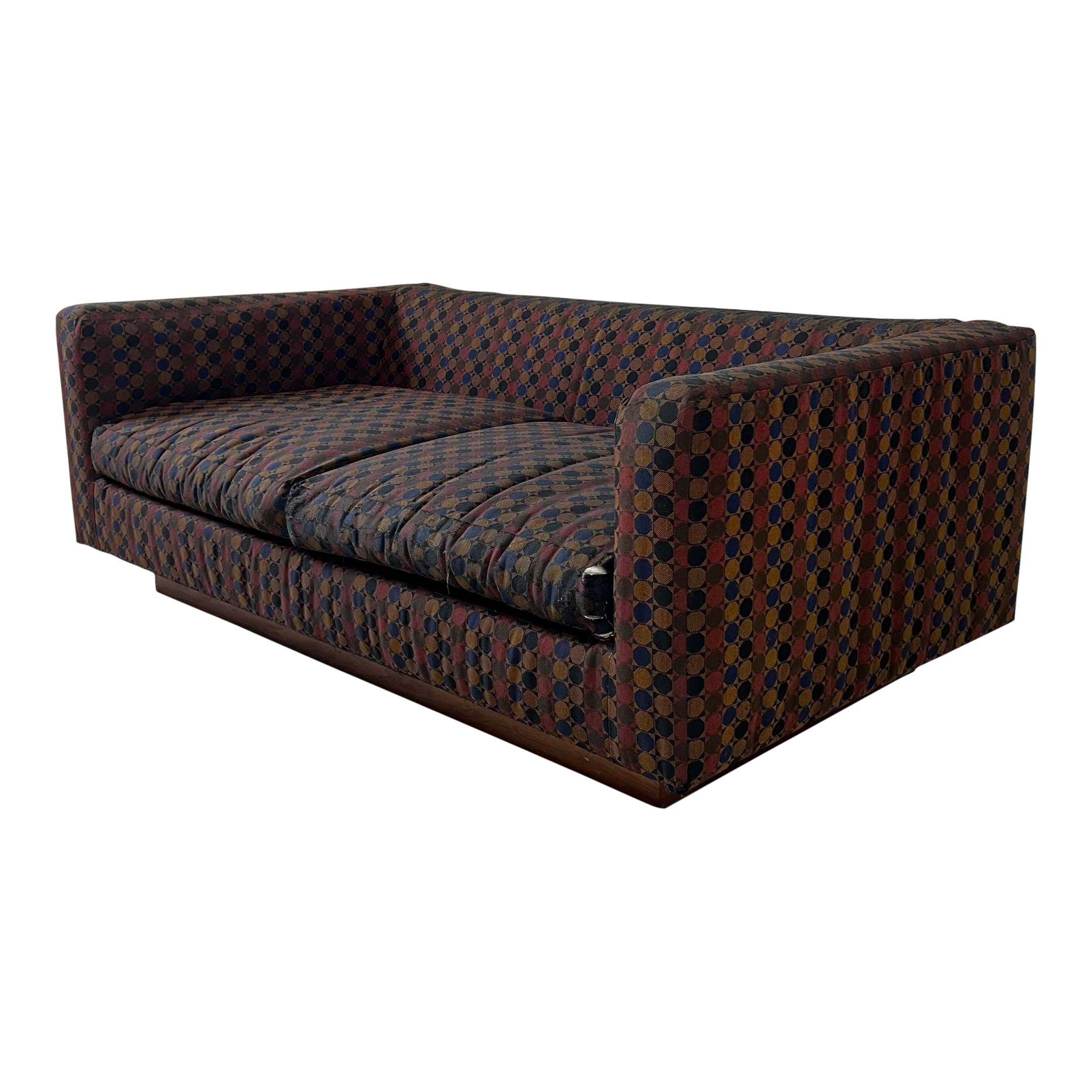 Edward Wormley for Dunbar Walnut Platform Sofa Loveseat