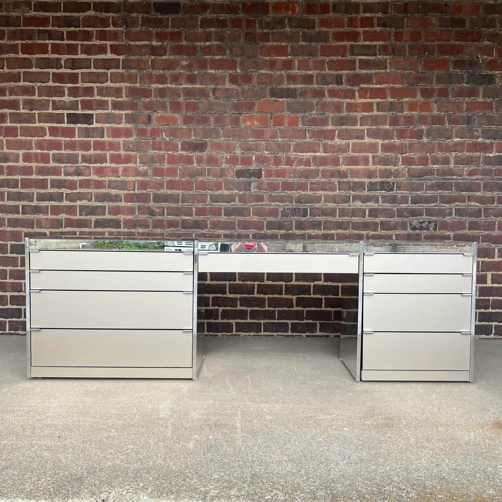 Ello 3 Piece Glass and Chrome Vanity Cabinet