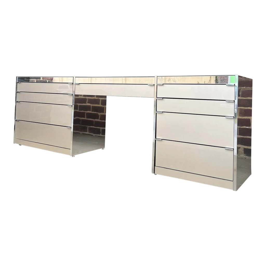 Ello 3 Piece Glass and Chrome Vanity Cabinet