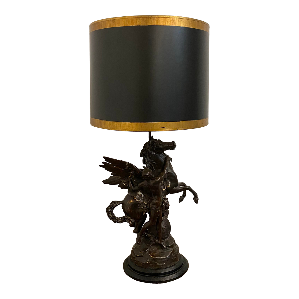Emile Picault Bronze Sculpted Pegasus Lamp