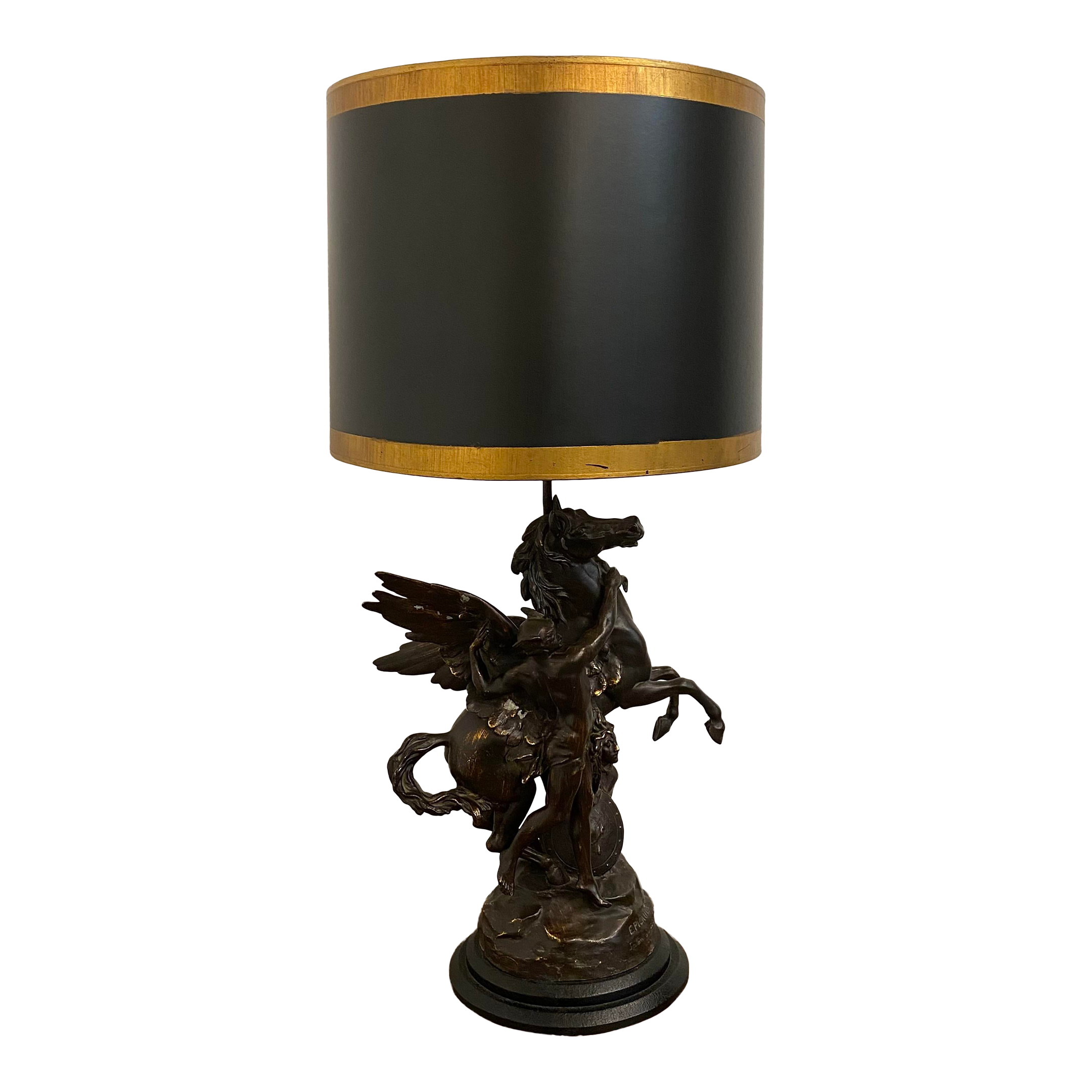 Emile Picault Bronze Sculpted Pegasus Lamp