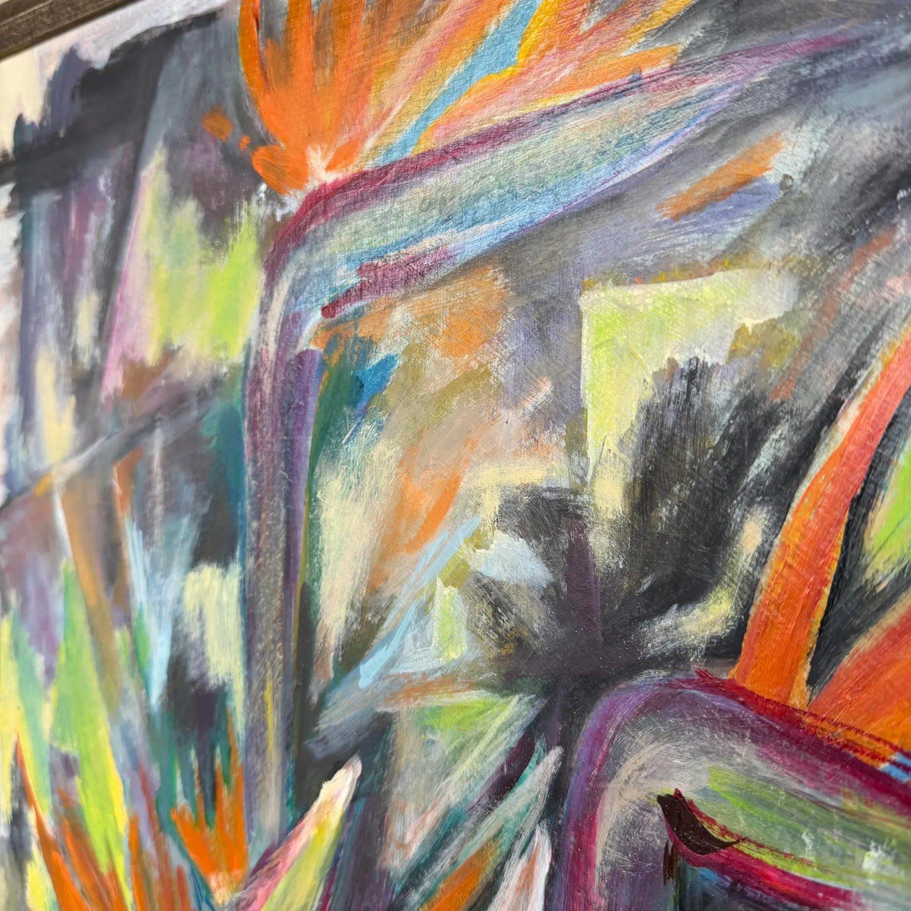 Expressionist Birds of Paradise Oil Painting Signed by Artist Spoonamore