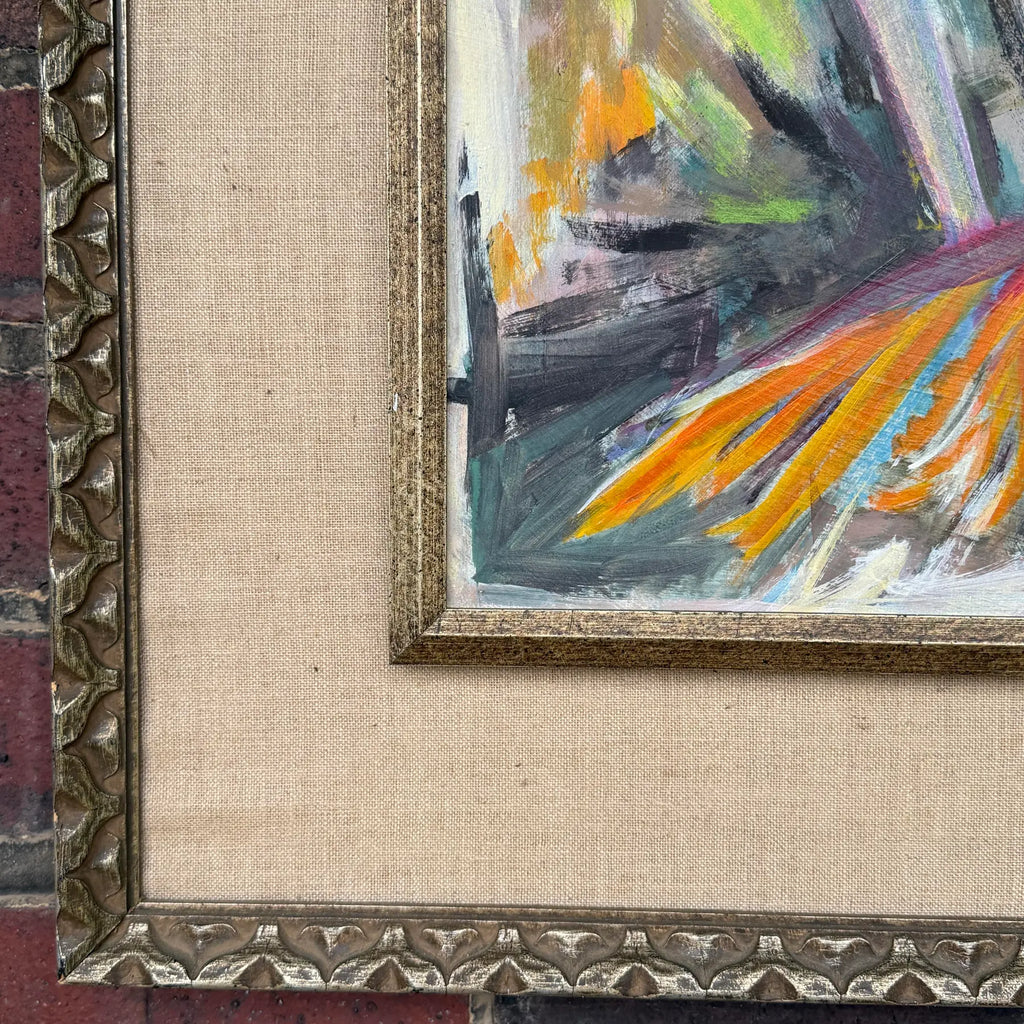 Expressionist Birds of Paradise Oil Painting Signed by Artist Spoonamore