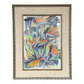 Expressionist Birds of Paradise Oil Painting Signed by Artist Spoonamore