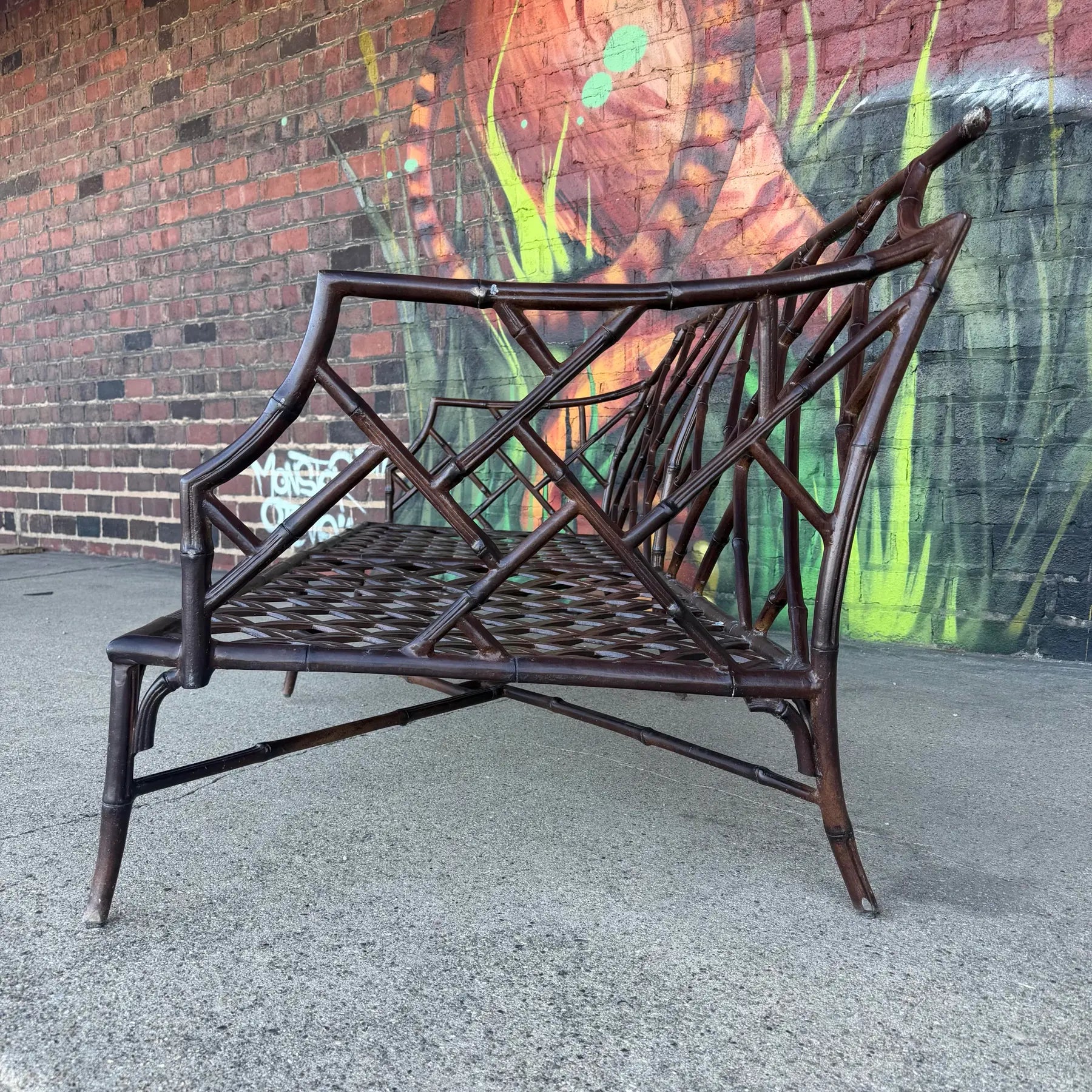 Faux Bamboo Sofa in the Style of Brown Jordan Calcutta