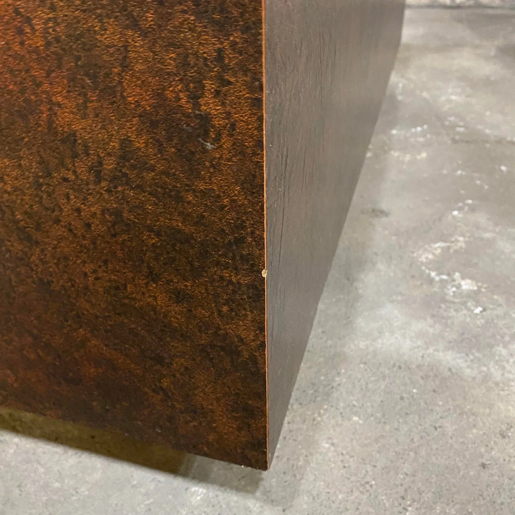 Faux Hammered Copper Coffee Table With Faux Leather Wrapped Sides