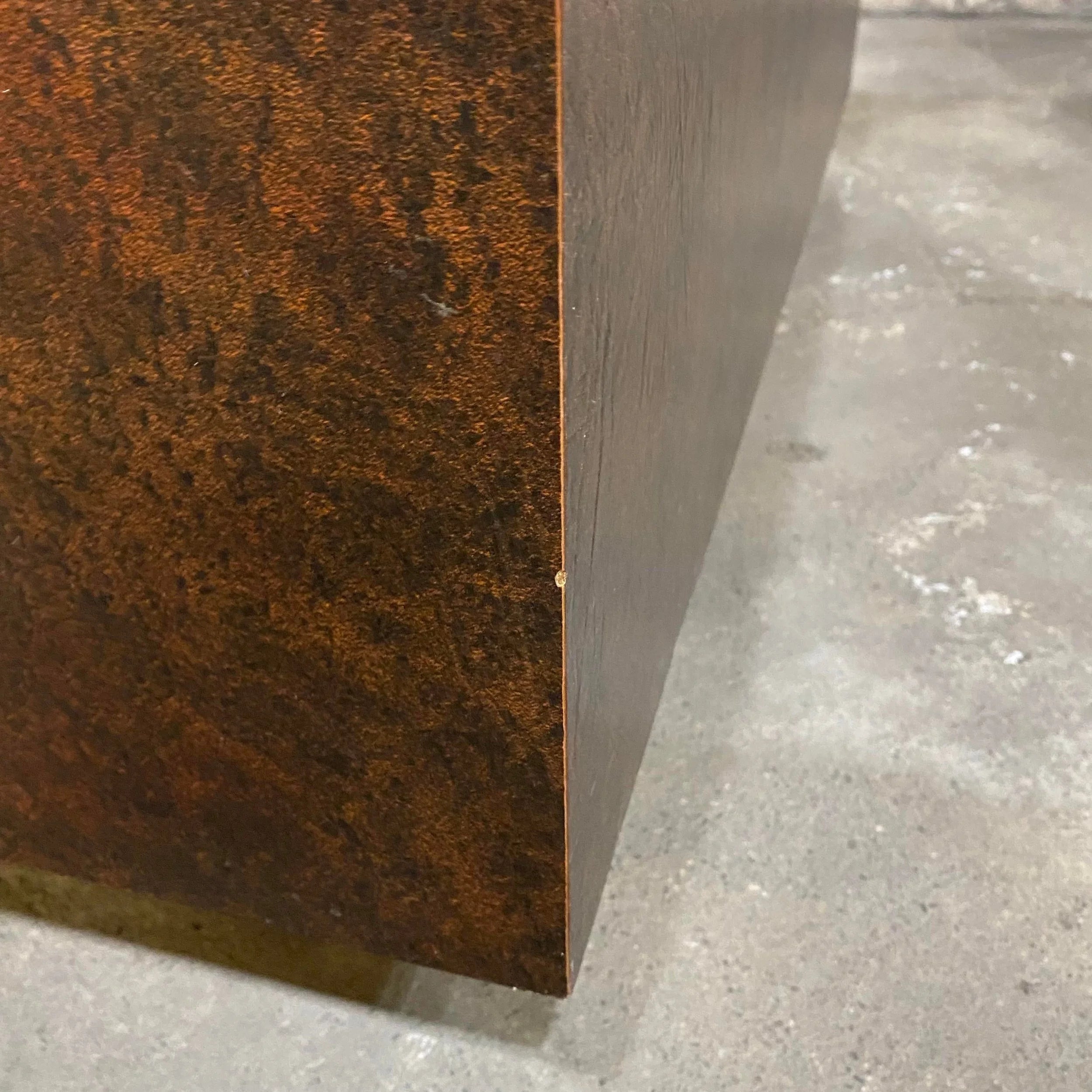 Faux Hammered Copper Coffee Table With Faux Leather Wrapped Sides