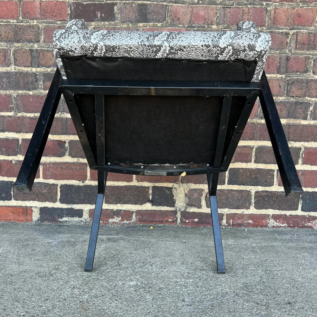 Faux Snake Skin and Metal Armchair by All-Steel Reupholstered Restored