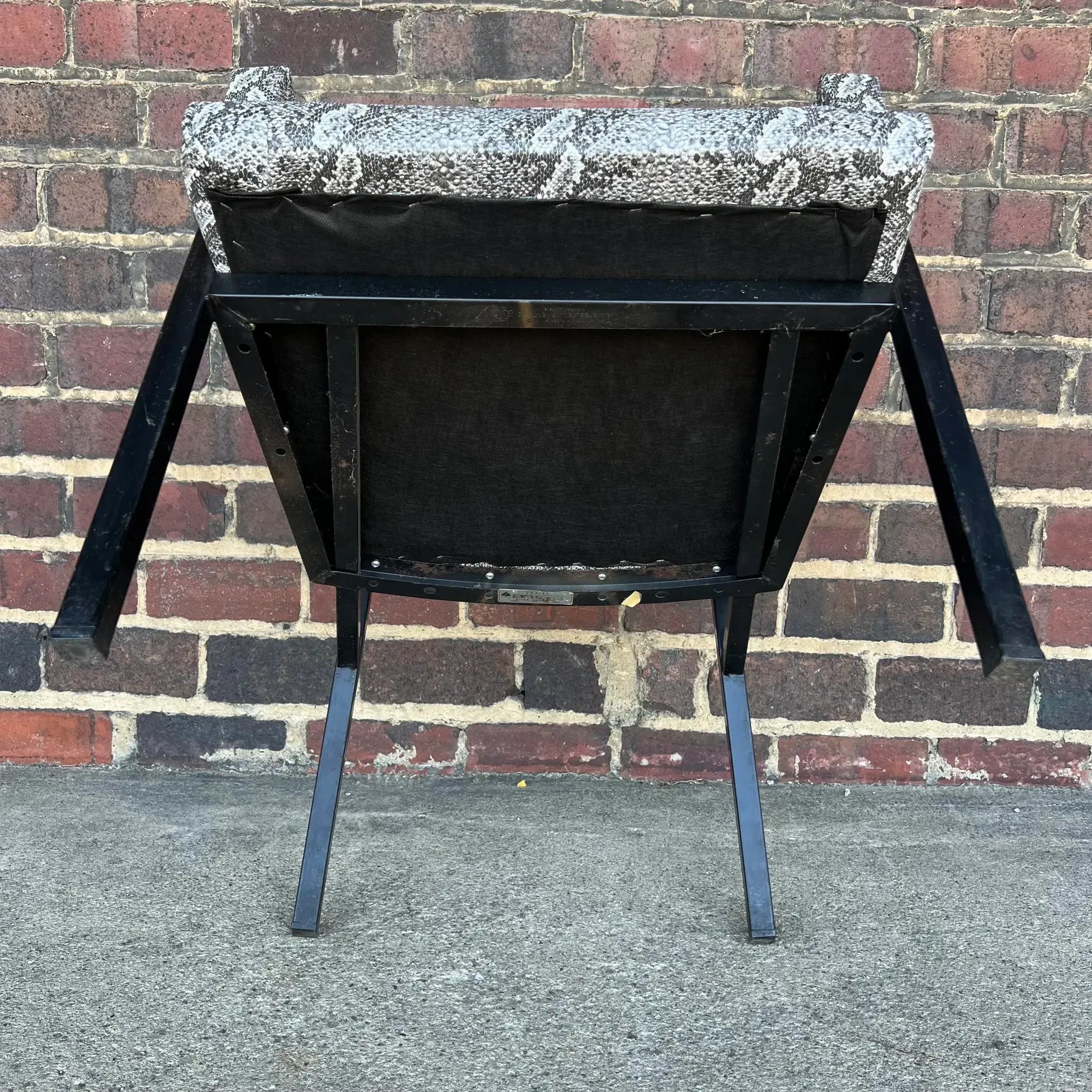 Faux Snake Skin and Metal Armchair by All-Steel Reupholstered Restored