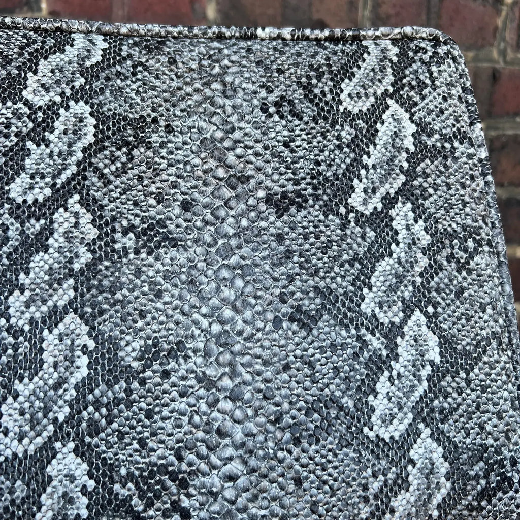 Faux Snake Skin and Metal Armchair by All-Steel Reupholstered Restored