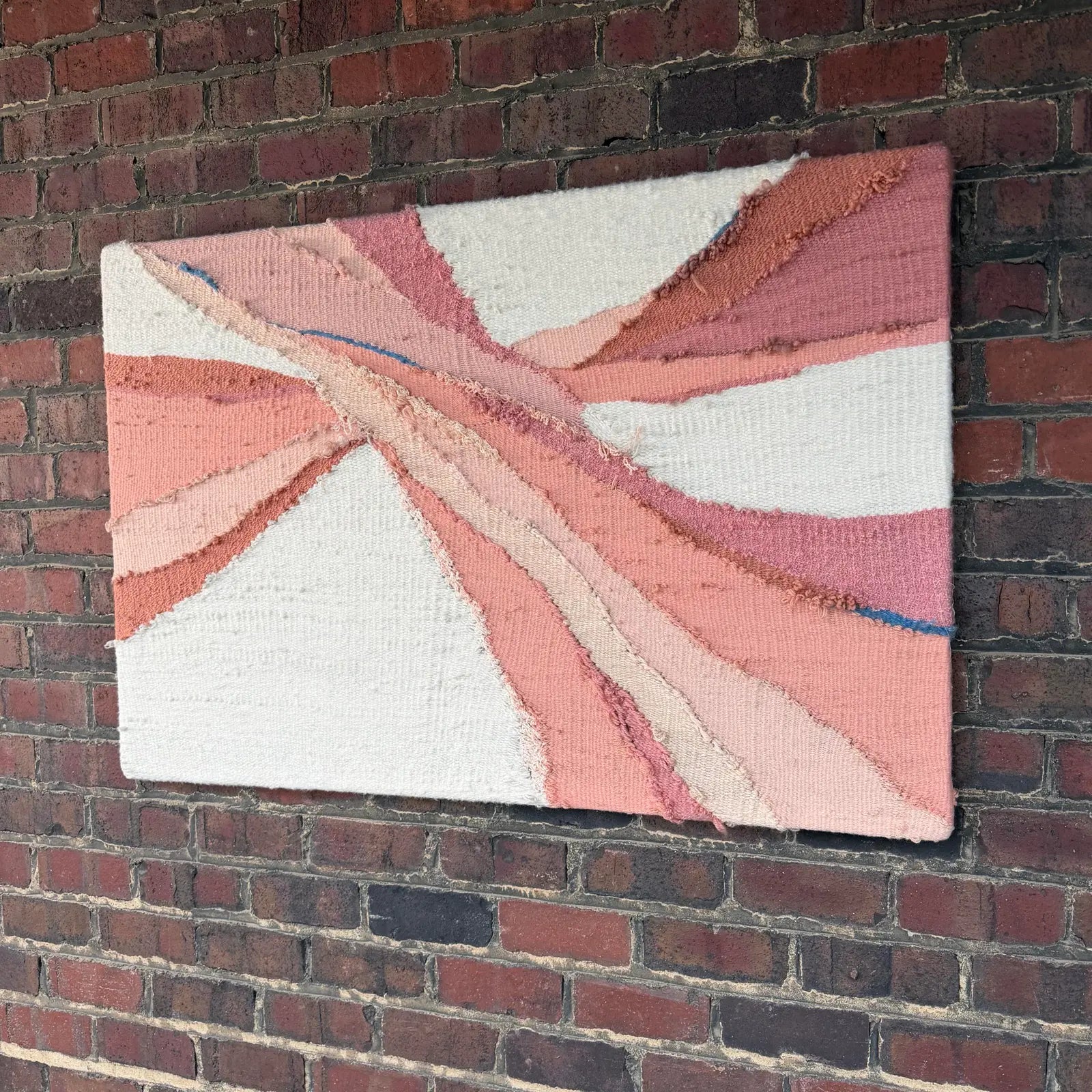 Fiber Art Wall Hanging With Brass Plaque With Artist Name Abstract Art