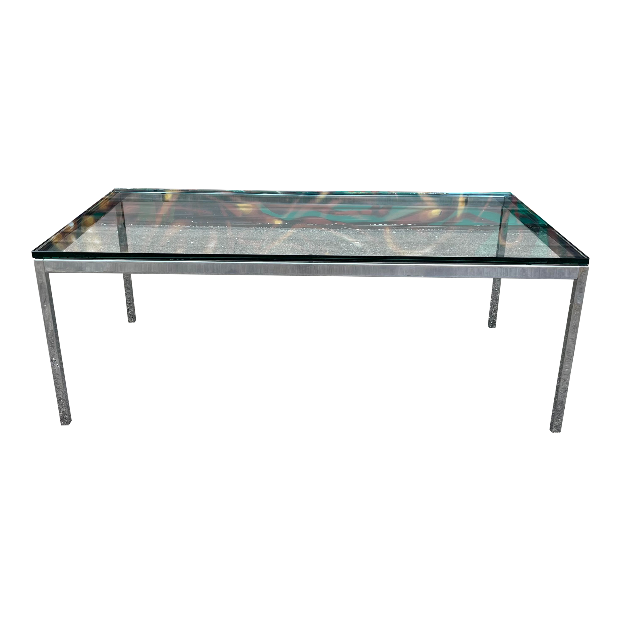 Florence Knoll Rectangular Glass and Chrome Coffee Table