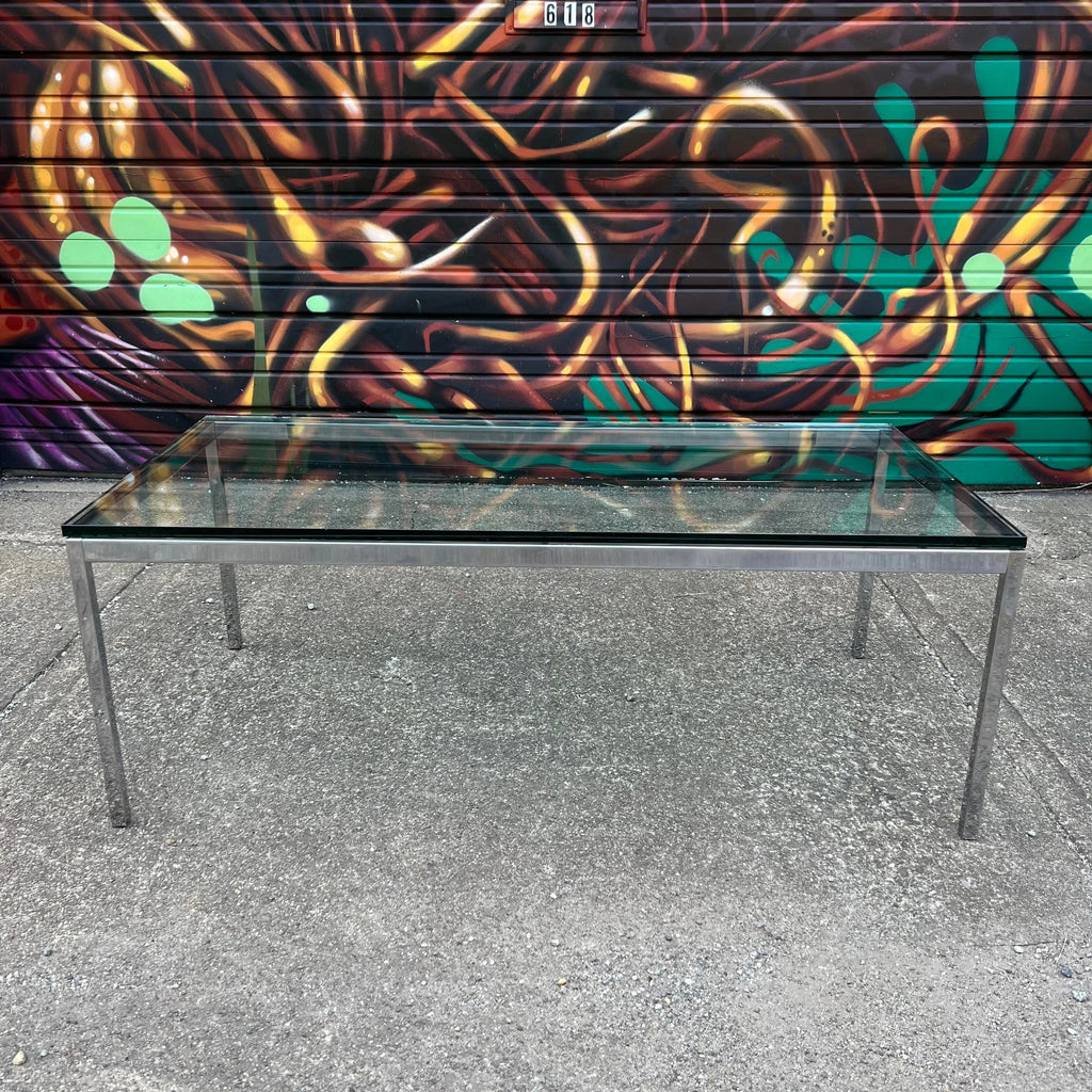 Florence Knoll Rectangular Glass and Chrome Coffee Table