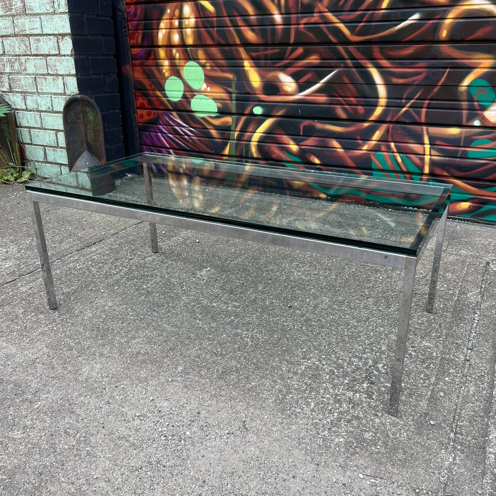 Florence Knoll Rectangular Glass and Chrome Coffee Table
