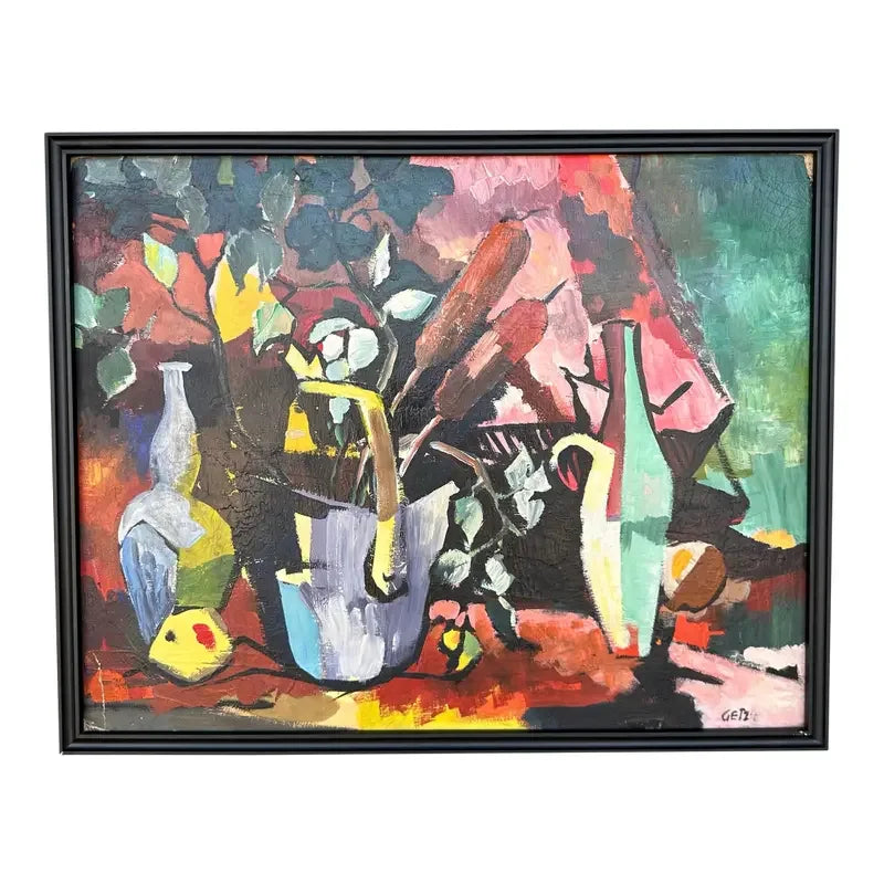 Framed Abstract Still Life Painting by “Getz”