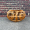 Franco Albini Style Rattan Ottoman in Lobster Pot Design
