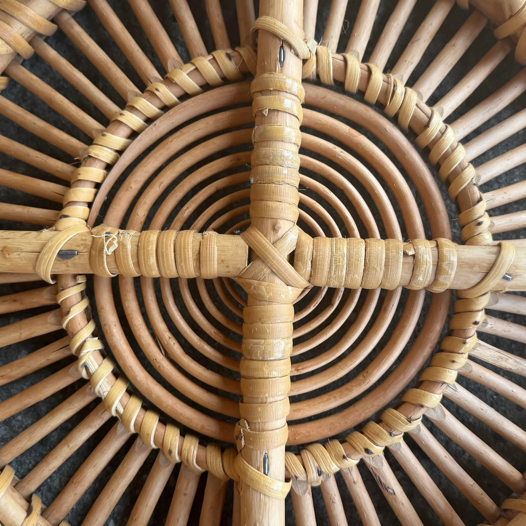 Franco Albini Style Rattan Ottoman in Lobster Pot Design